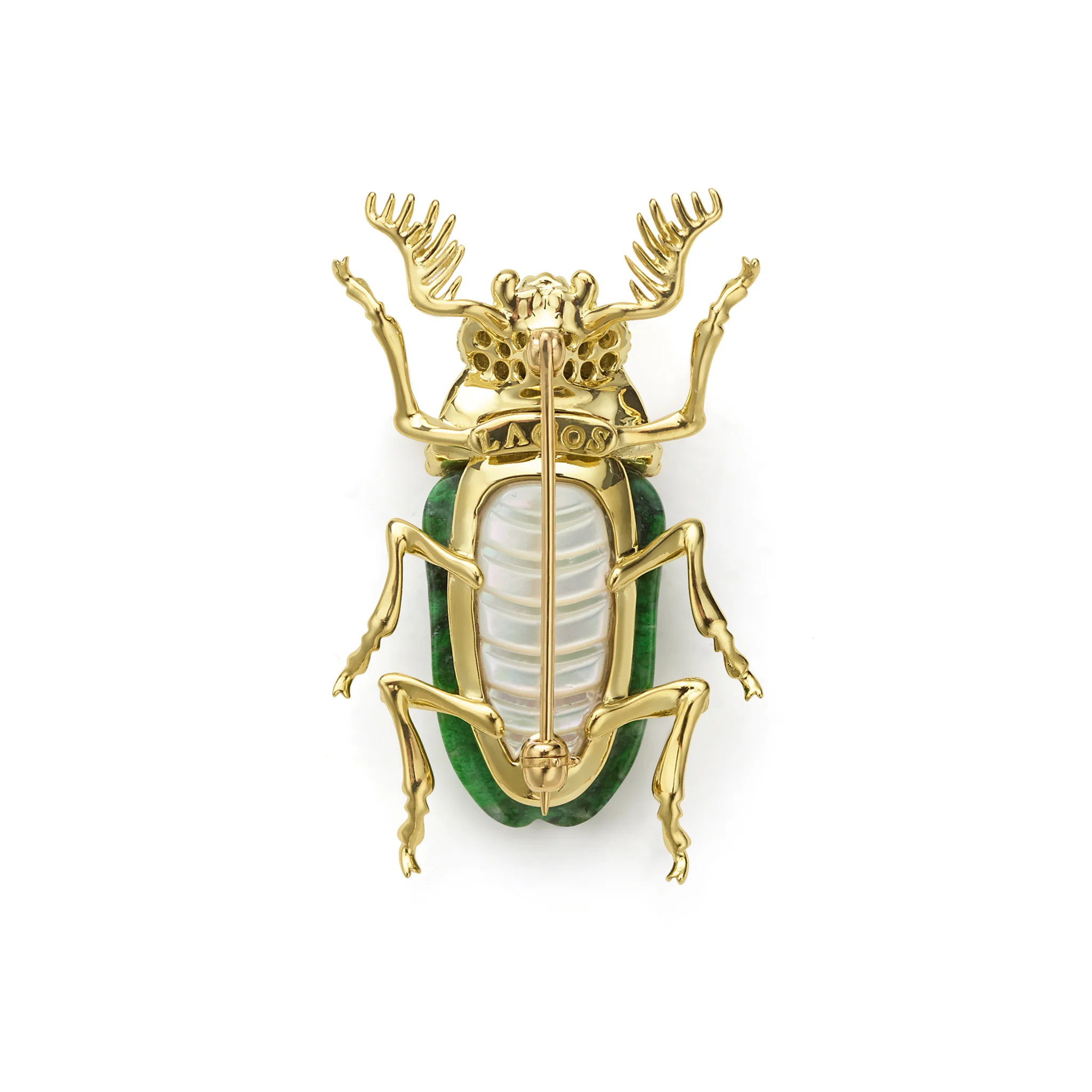 Rare Wonders 18K Gold Maw Sit Sit and Onyx Beetle Pin - Image 2