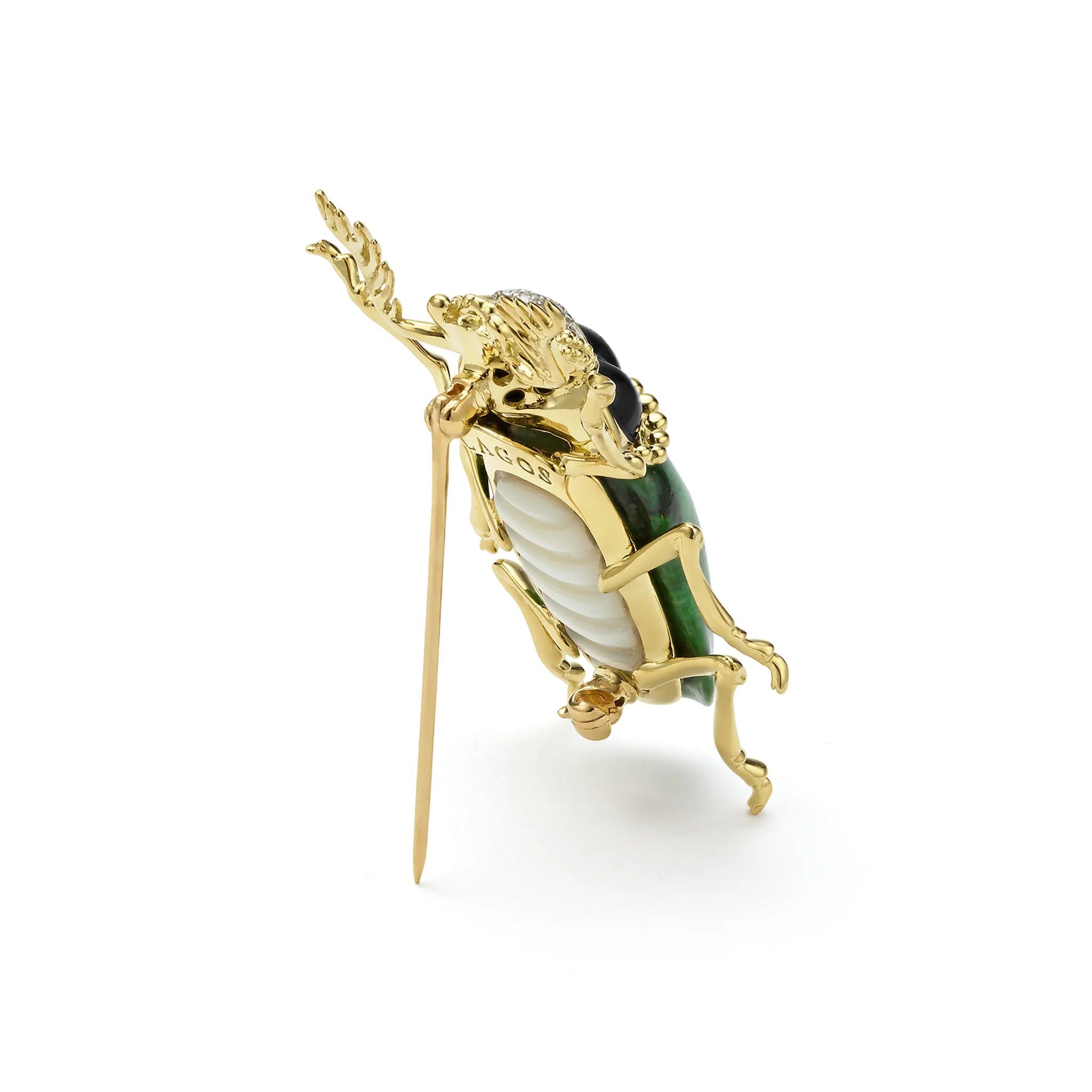 Rare Wonders 18K Gold Maw Sit Sit and Onyx Beetle Pin - Image 4