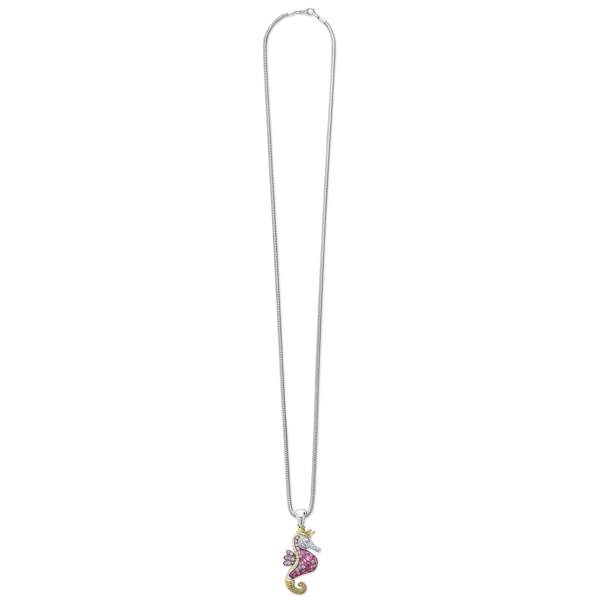 Rare Wonders Pink Sapphire and Diamond Seahorse Pendant Necklace - Image 3
