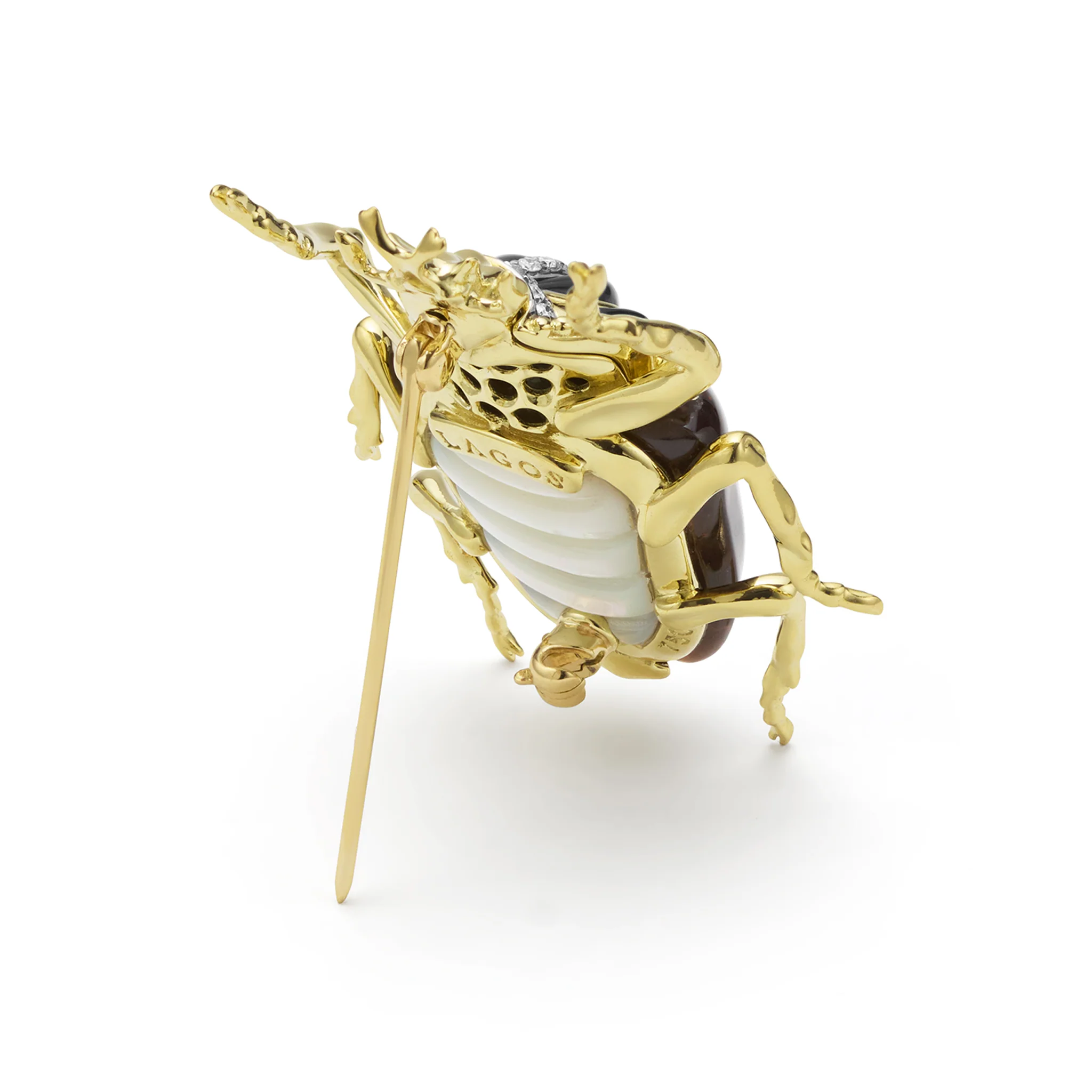 Rare Wonders 18K Gold Tiger Eye and Onyx Goliath Beetle Pin - Image 5