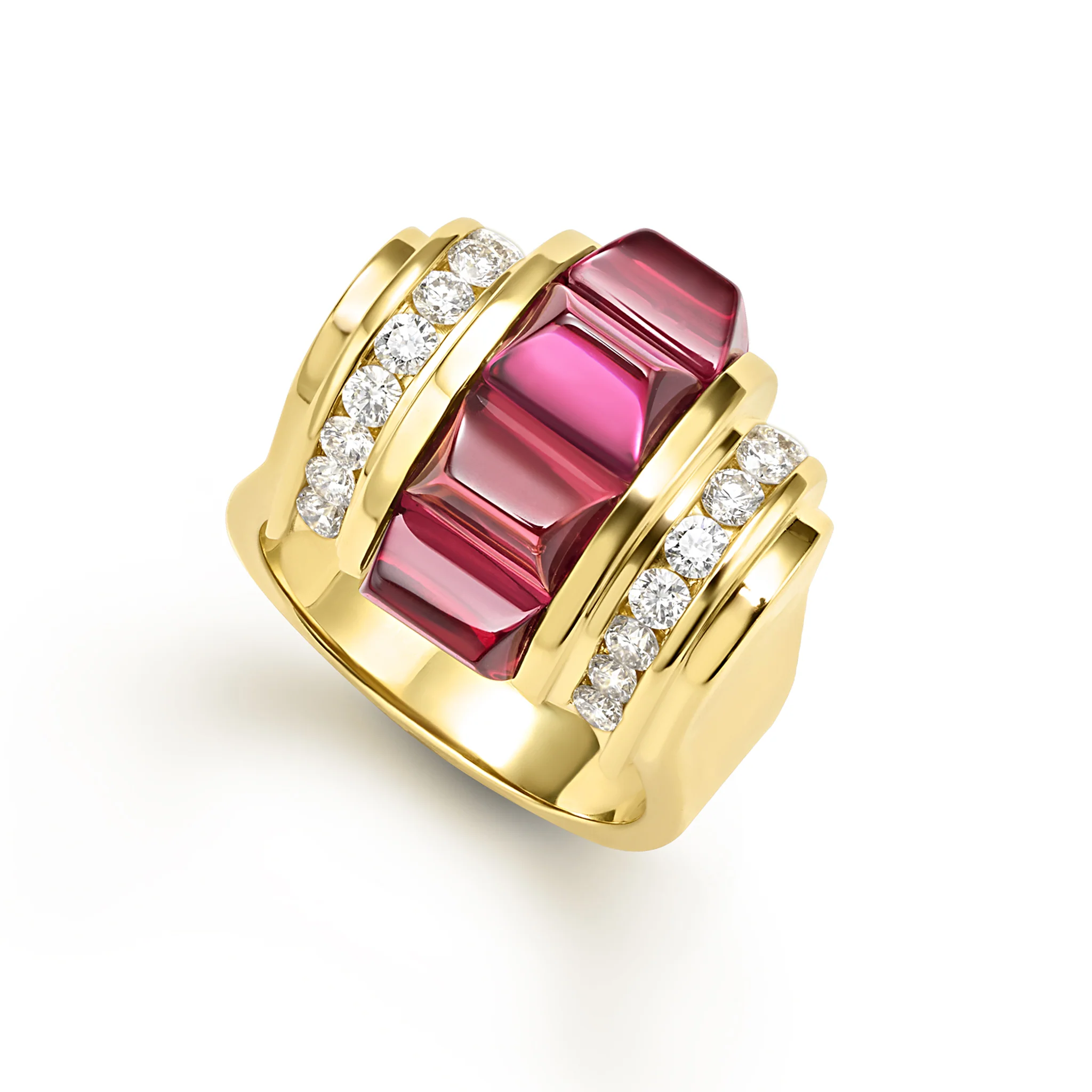 18K Gold Rhodolite and Diamond Ring - Image 2