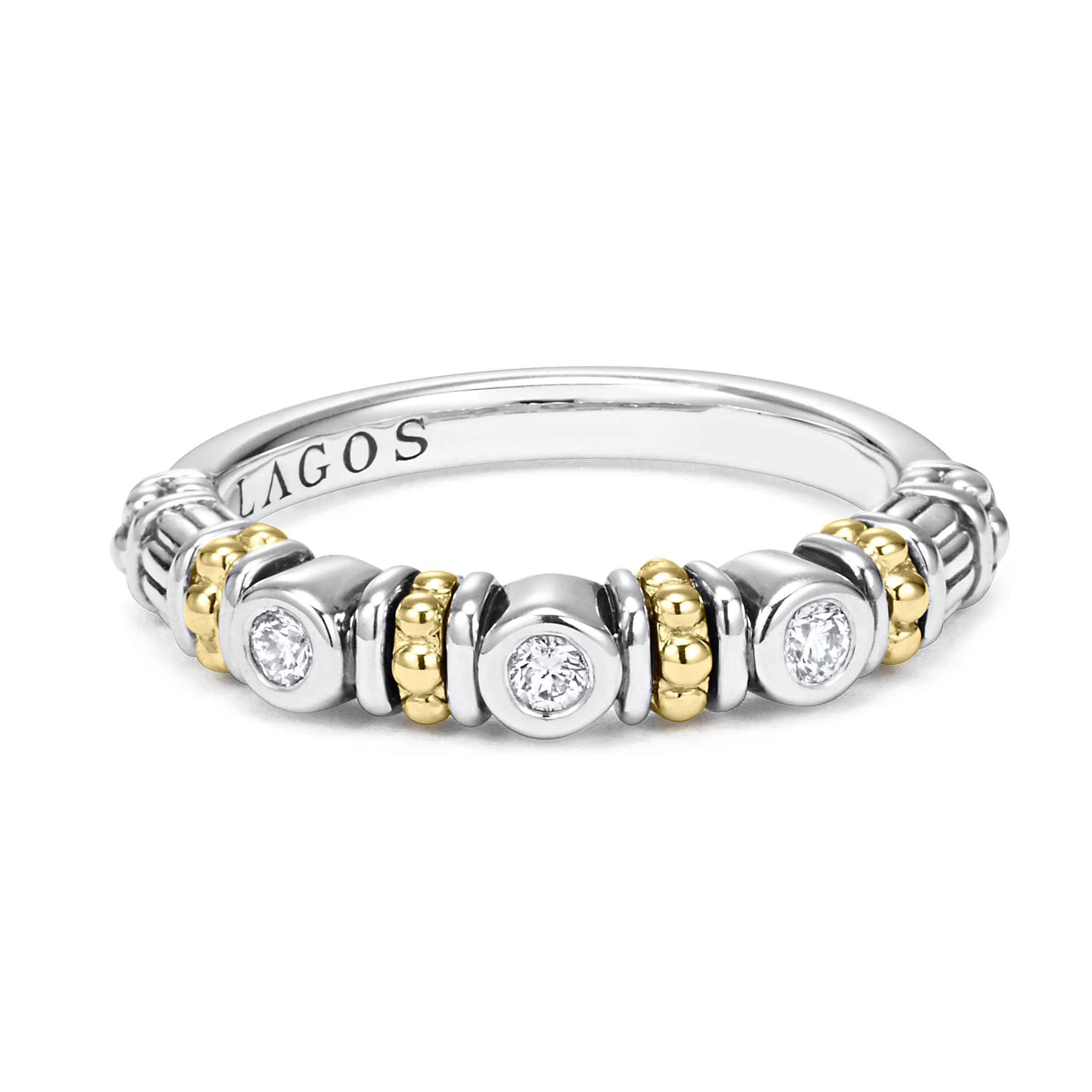 Rittenhouse Two-Tone Three Diamond Stacking Ring - Image 3
