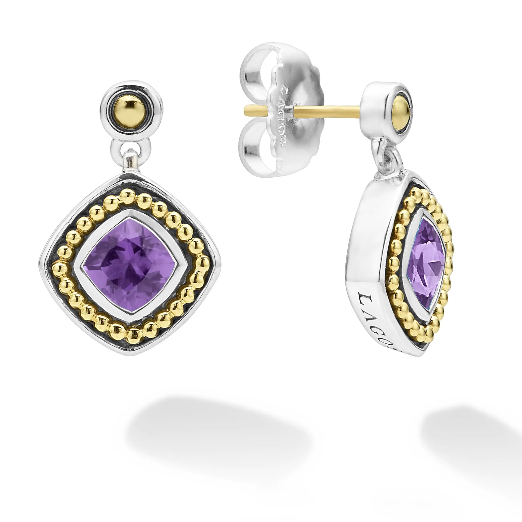 Rittenhouse Two-Tone Amethyst Drop Earrings