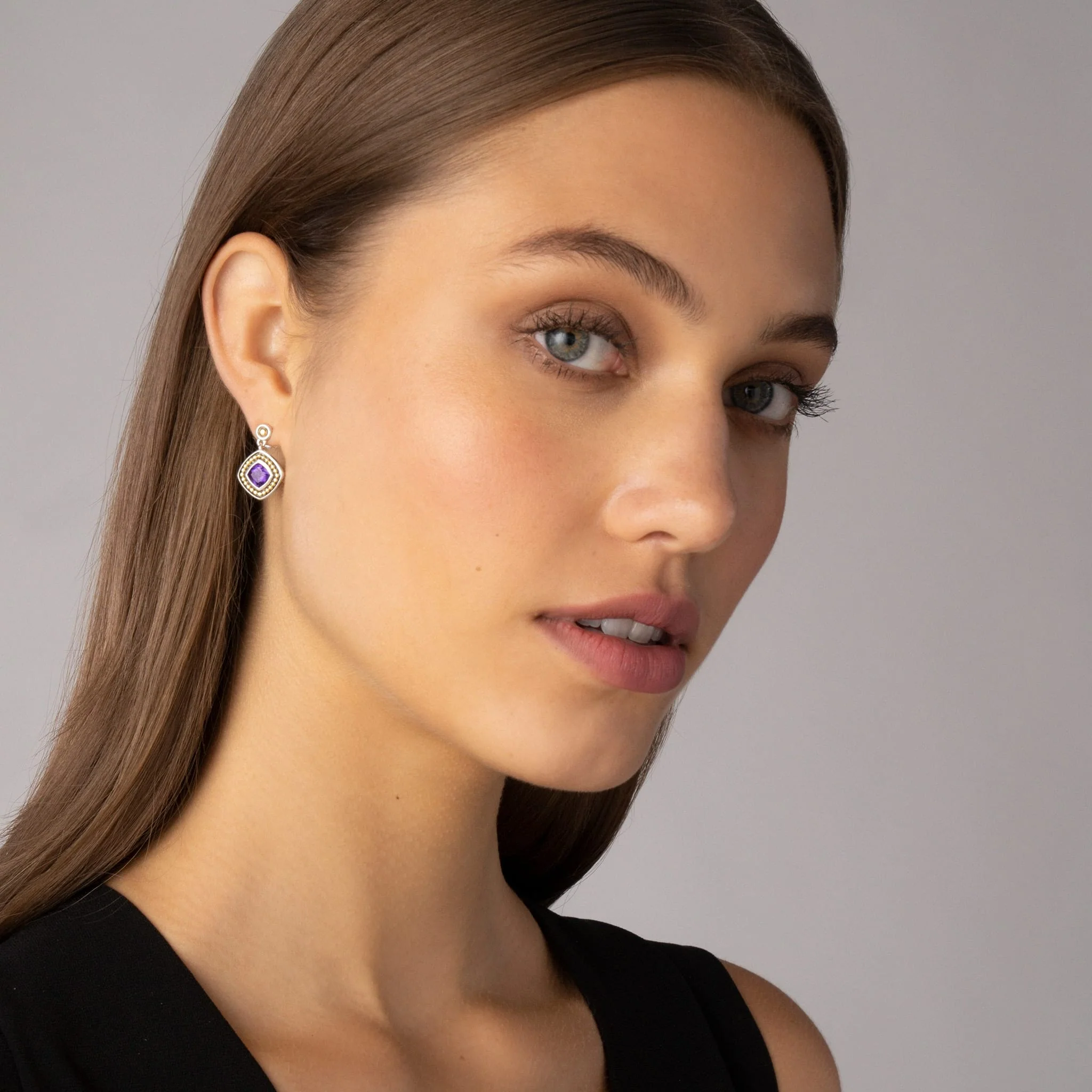 Rittenhouse Two-Tone Amethyst Drop Earrings - Image 2
