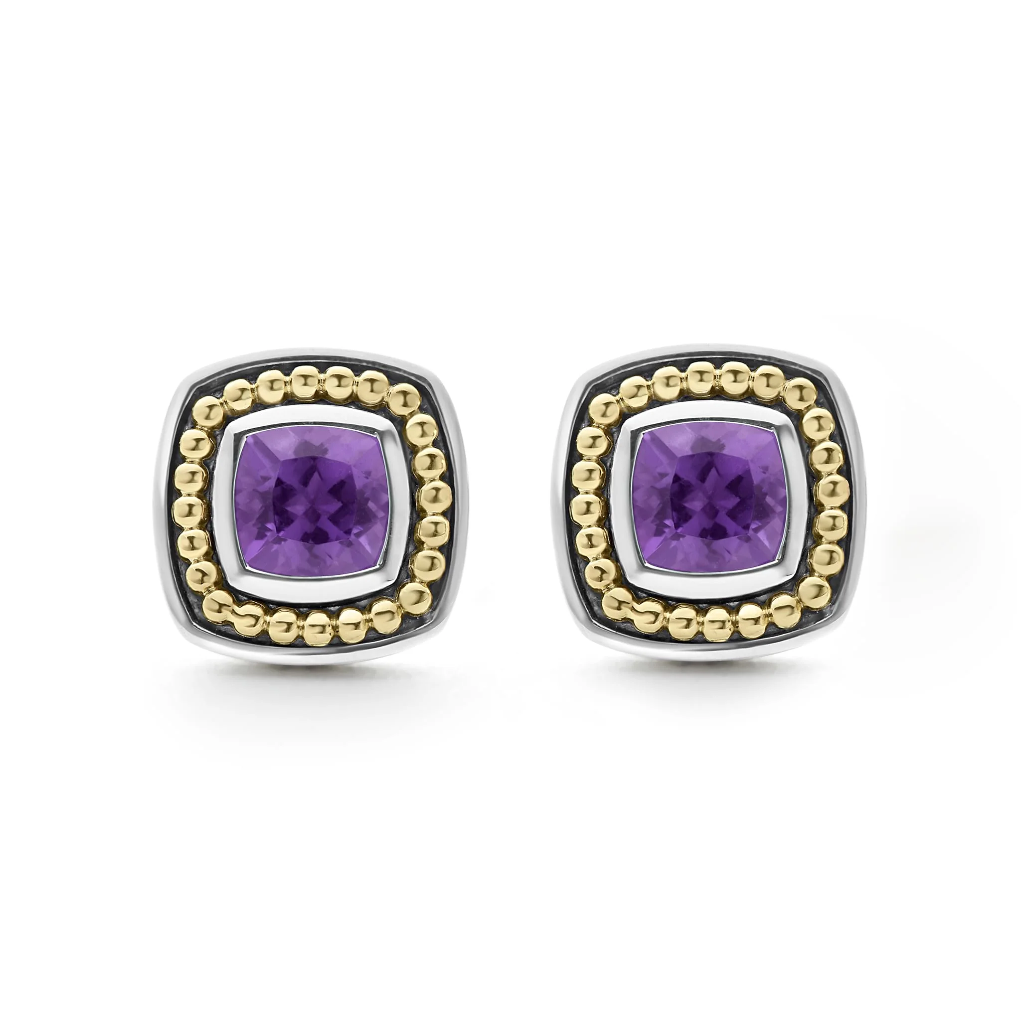 Rittenhouse Two-Tone Amethyst Caviar Stud Earrings - Image 4