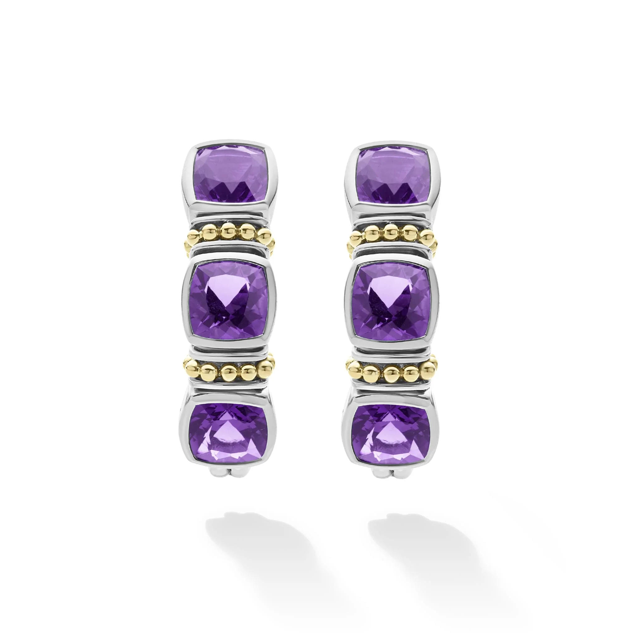 Rittenhouse Two-Tone Amethyst Hoop Earrings - Image 3