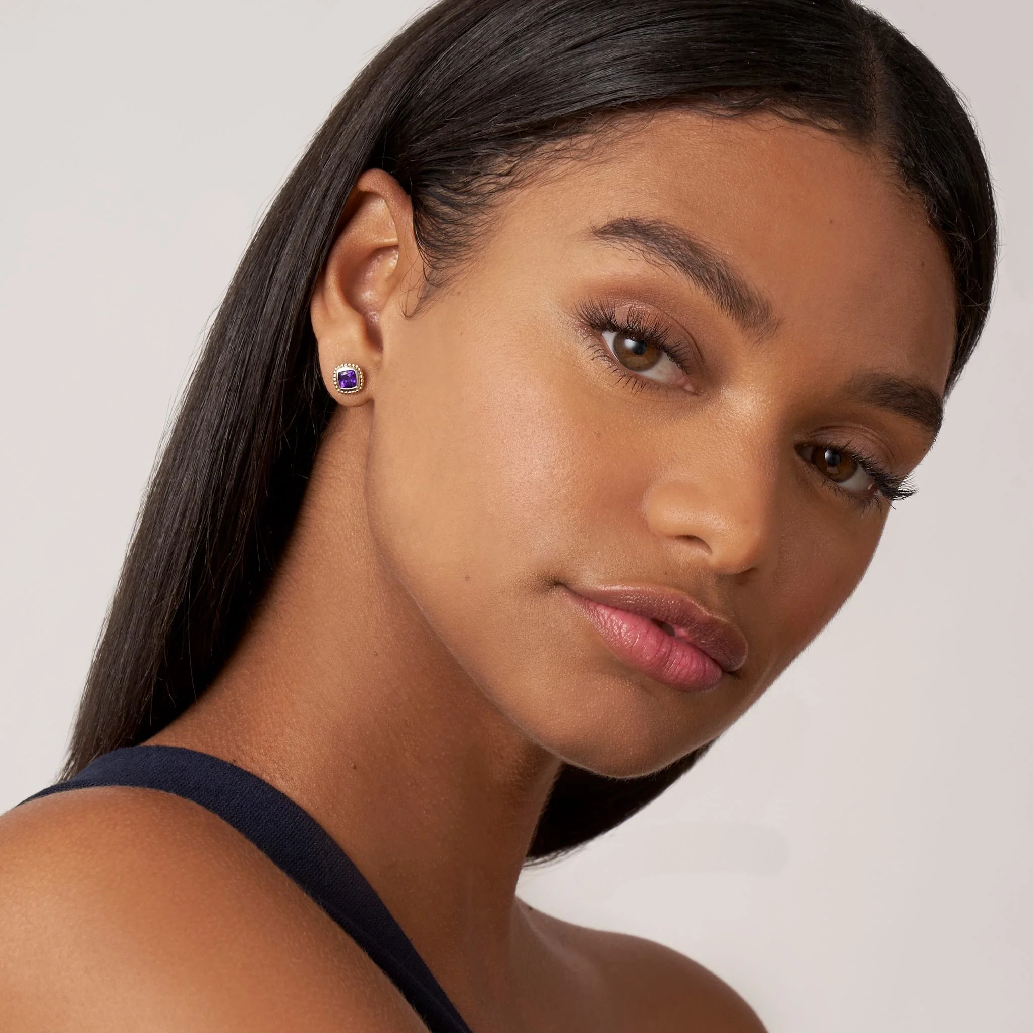 Rittenhouse Two-Tone Amethyst Stud Earrings - Image 2