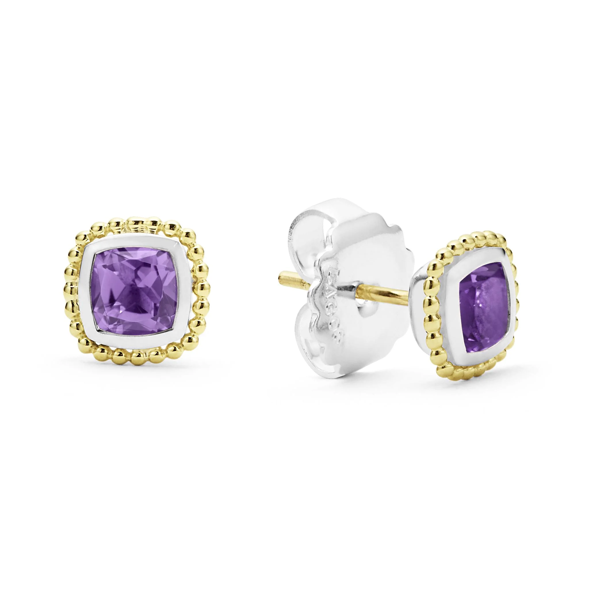 Rittenhouse Two-Tone Amethyst Stud Earrings - Image 3