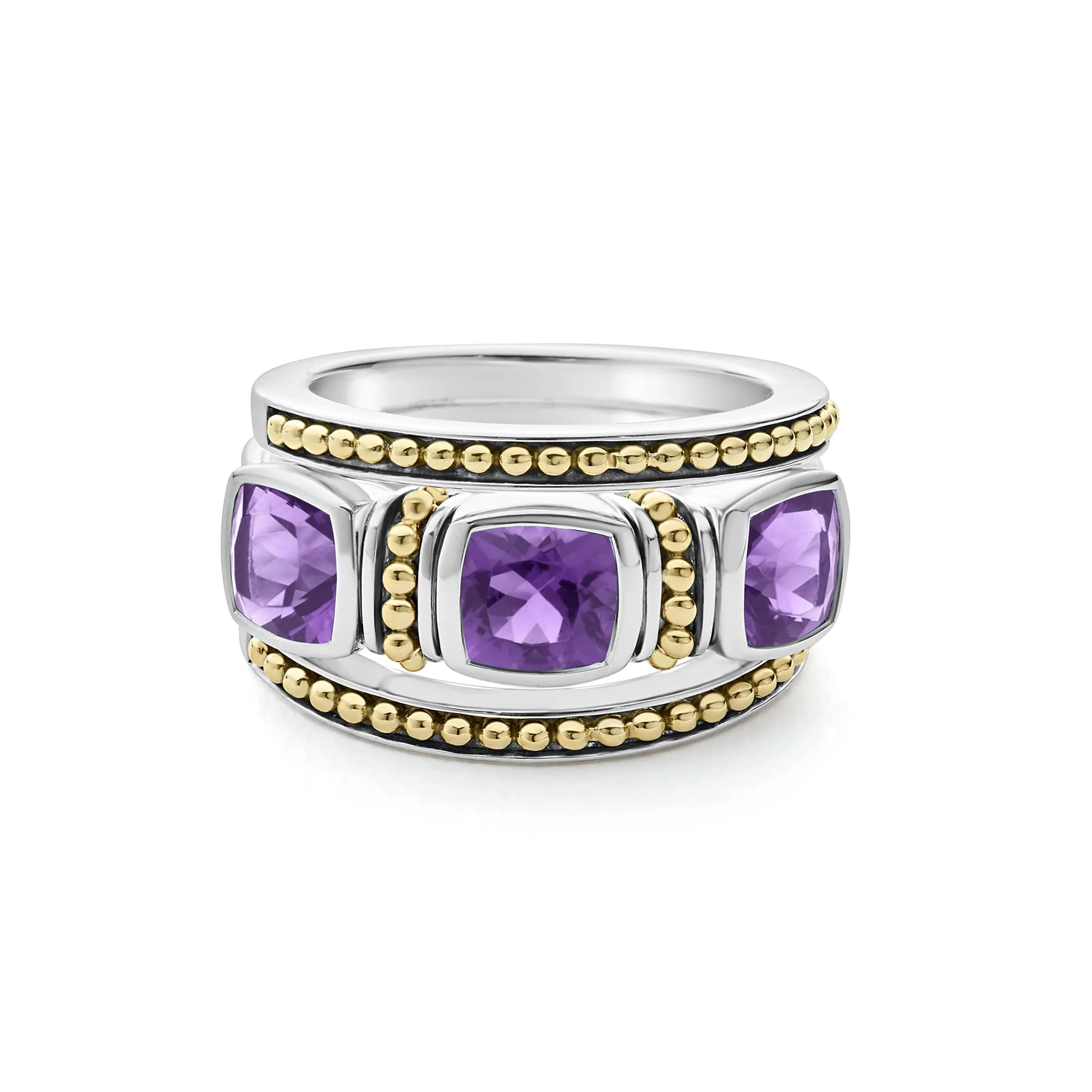 Rittenhouse Two-Tone Amethyst Trio Stacking Rings - Image 3