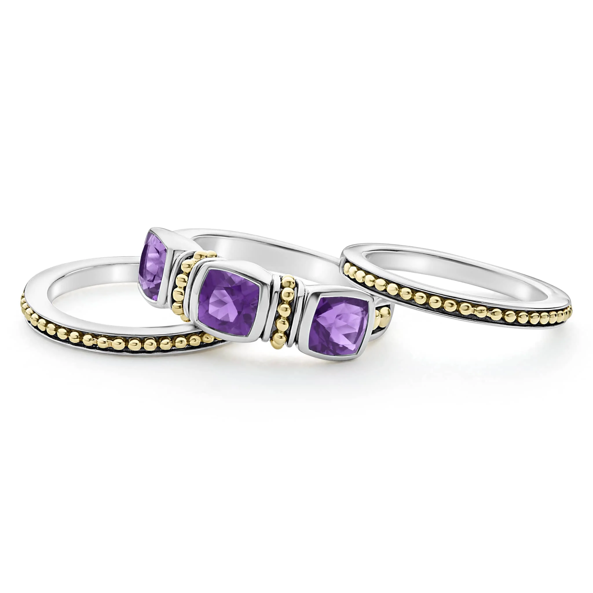 Rittenhouse Two-Tone Amethyst Trio Stacking Rings - Image 4