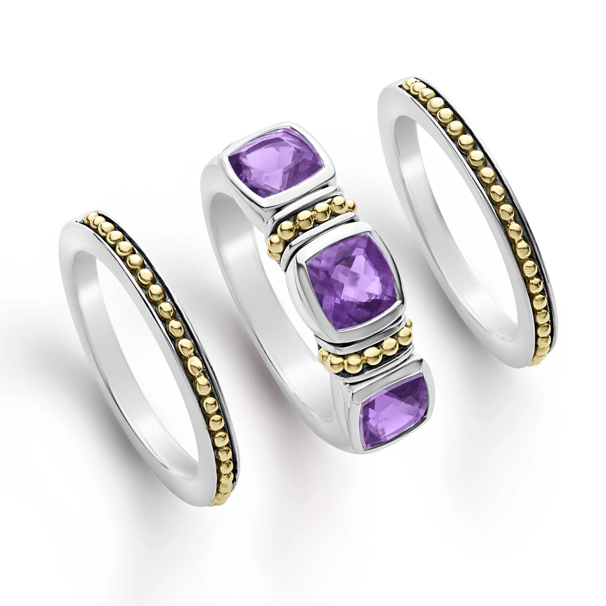 Rittenhouse Two-Tone Amethyst Trio Stacking Rings - Image 5
