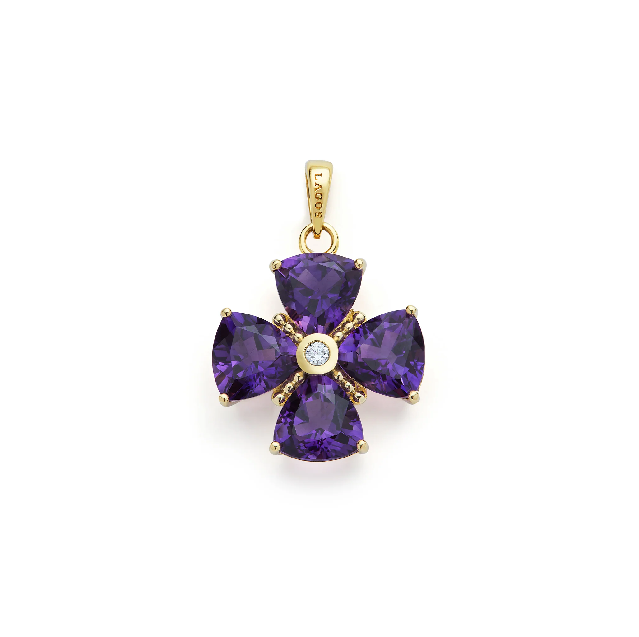Rittenhouse 18K Gold Amethyst and Diamond Flower Pendant