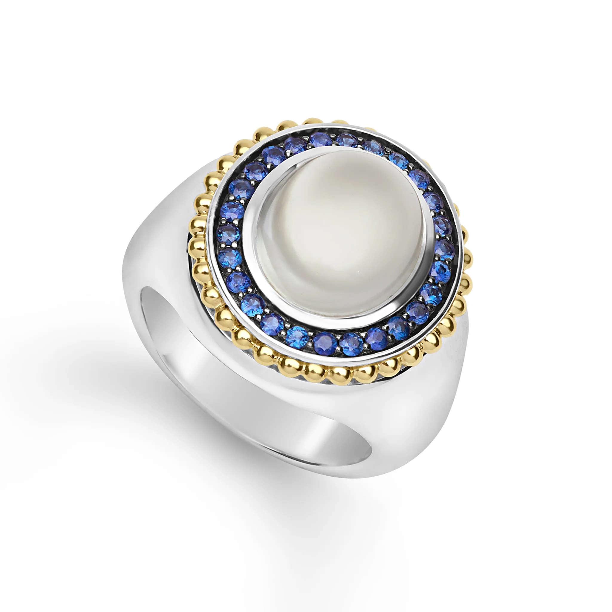 Rittenhouse Two-Tone Small Moonstone and Sapphire Ring