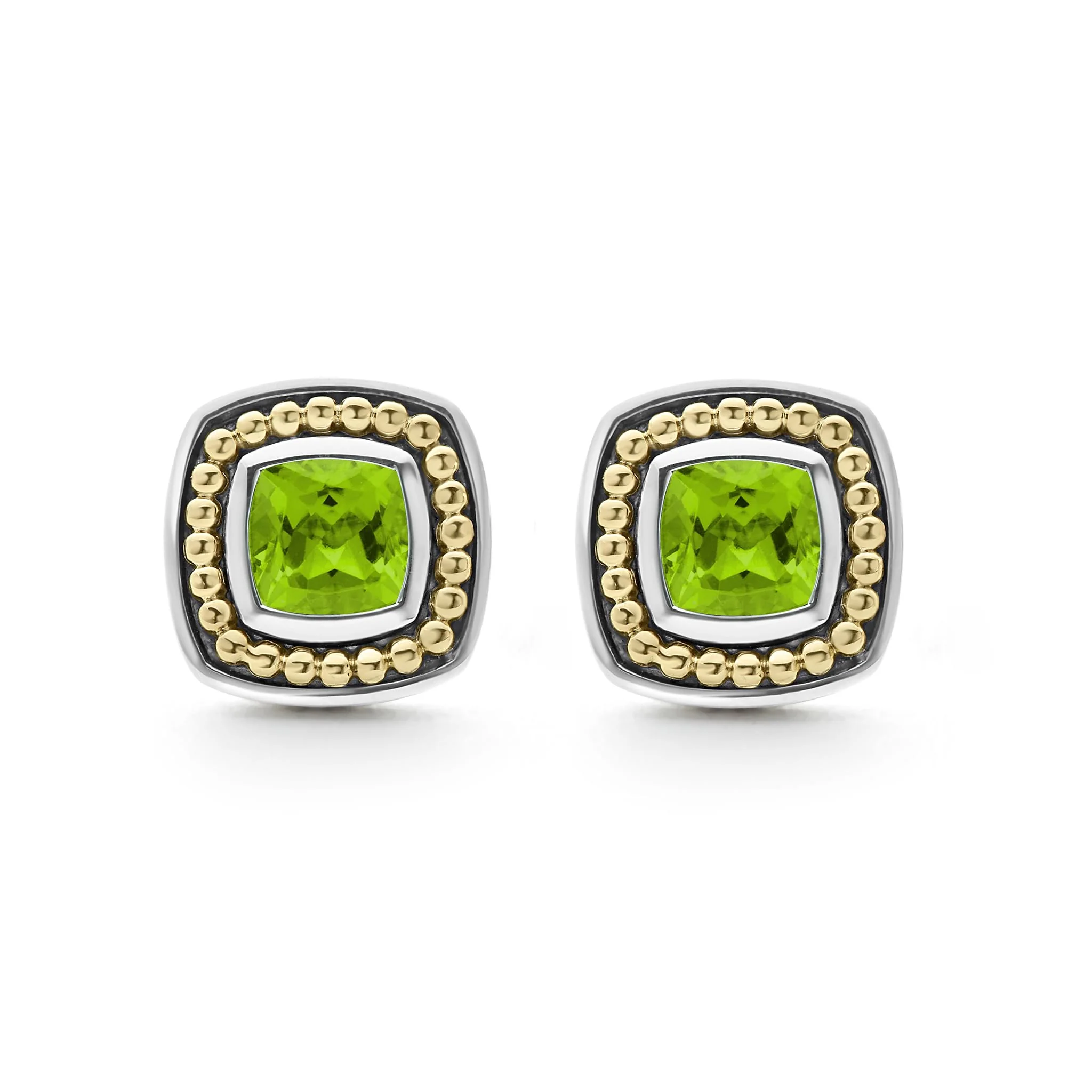 Rittenhouse Two-Tone Peridot Caviar Stud Earrings - Image 3