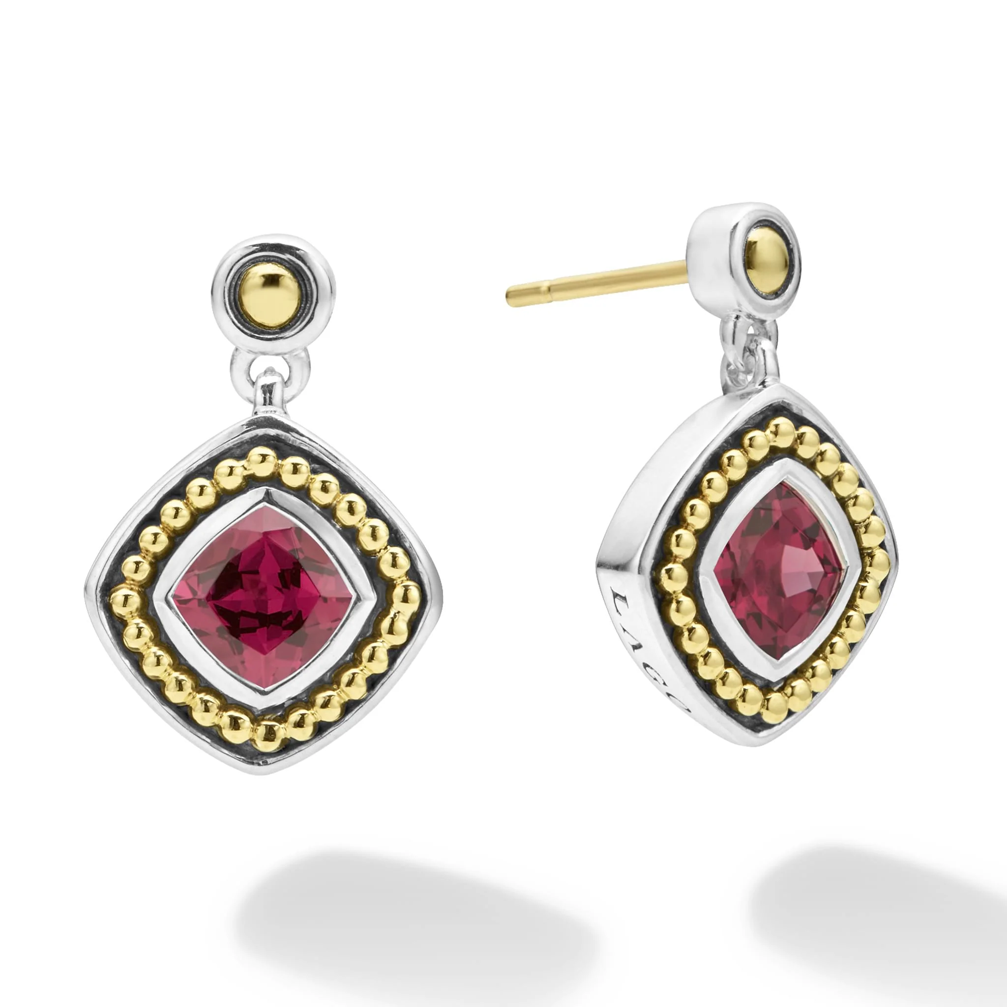 Rittenhouse Two-Tone Rhodolite Garnet Drop Earrings - Image 3