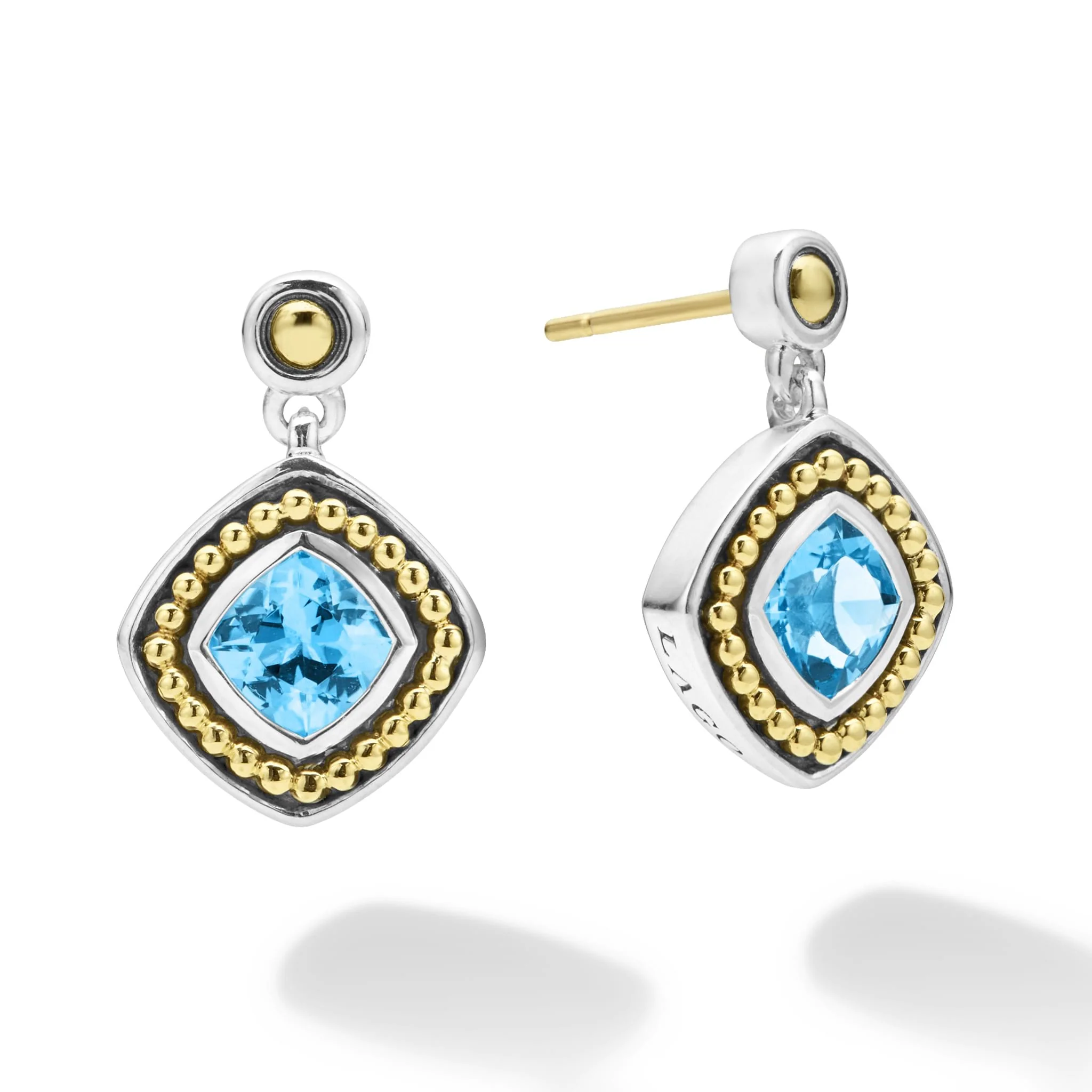 Rittenhouse Two-Tone Swiss Blue Topaz Drop Earrings