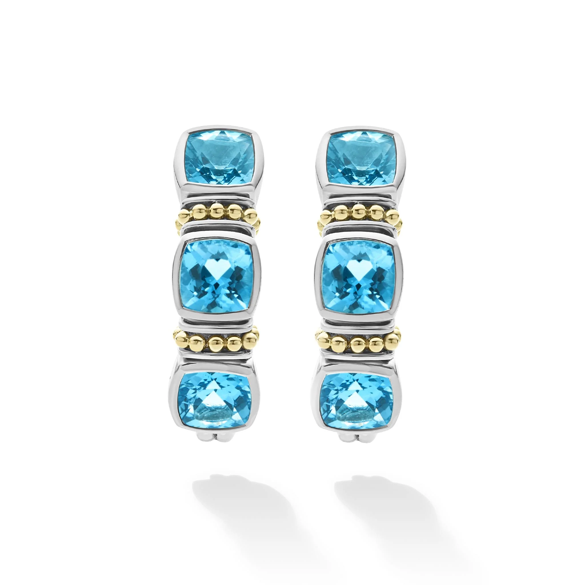 Rittenhouse Two-Tone Swiss Blue Topaz Hoop Earrings - Image 4