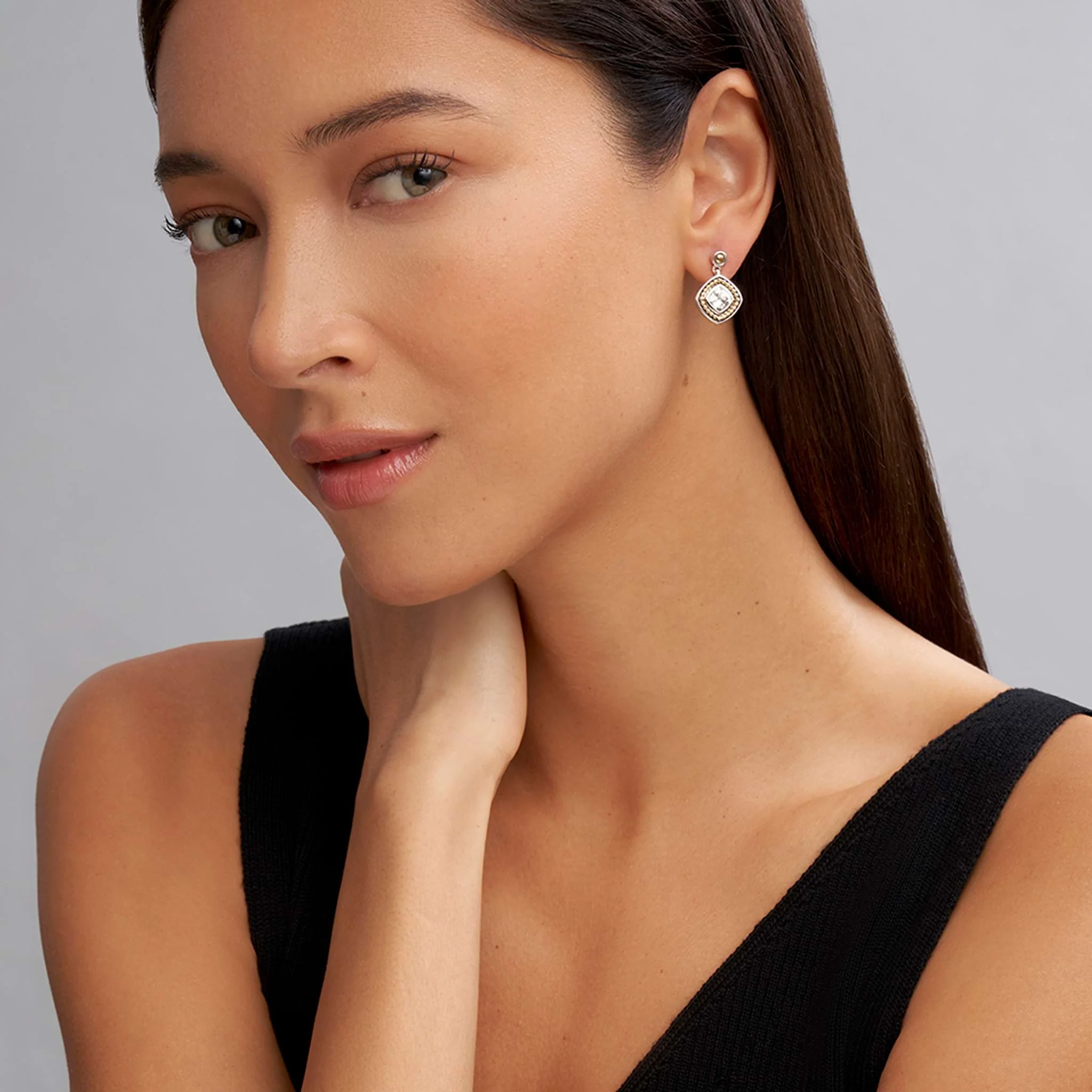 Rittenhouse Two-Tone White Topaz Drop Earrings - Image 2