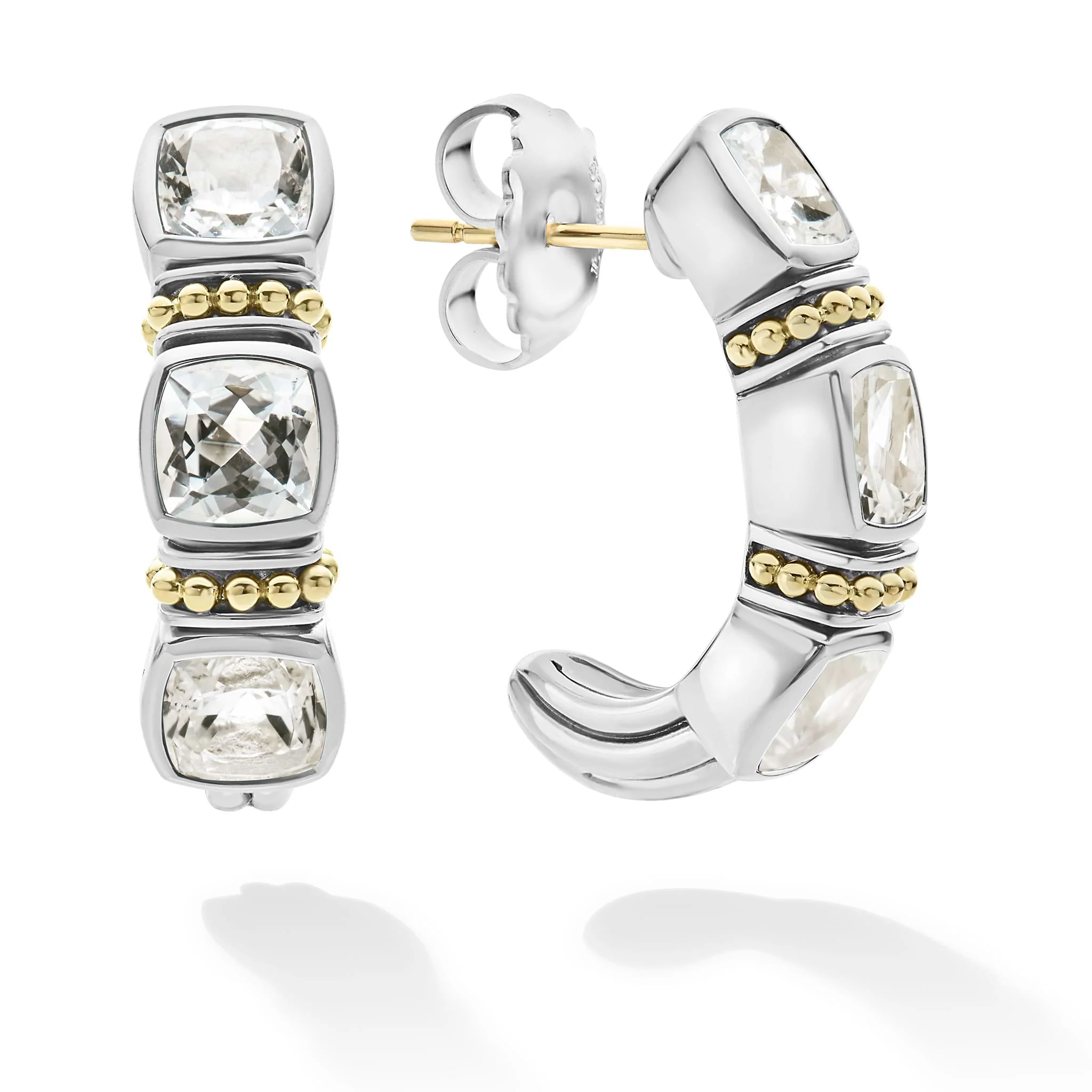 Rittenhouse Two-Tone White Topaz Hoop Earrings