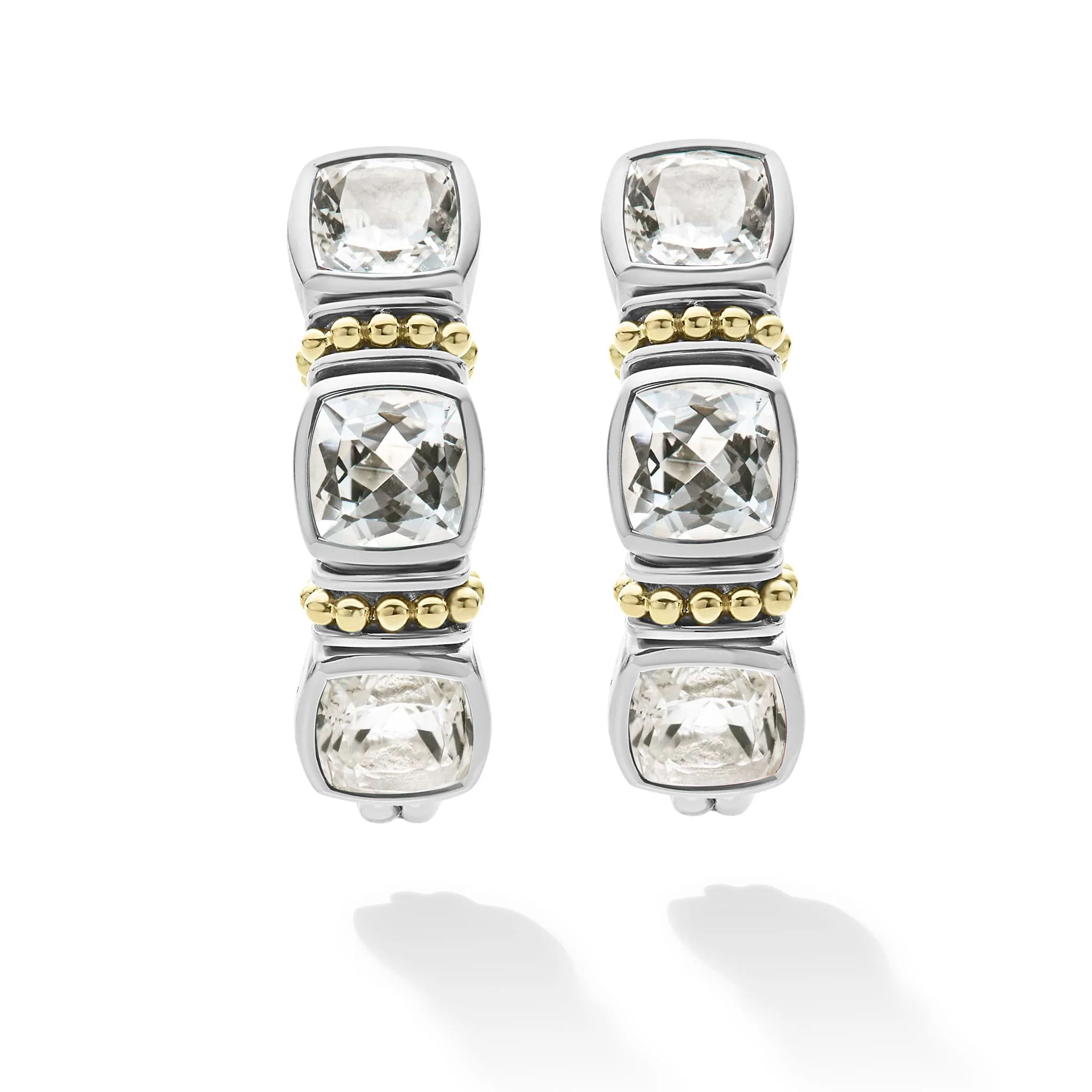 Rittenhouse Two-Tone White Topaz Hoop Earrings - Image 4