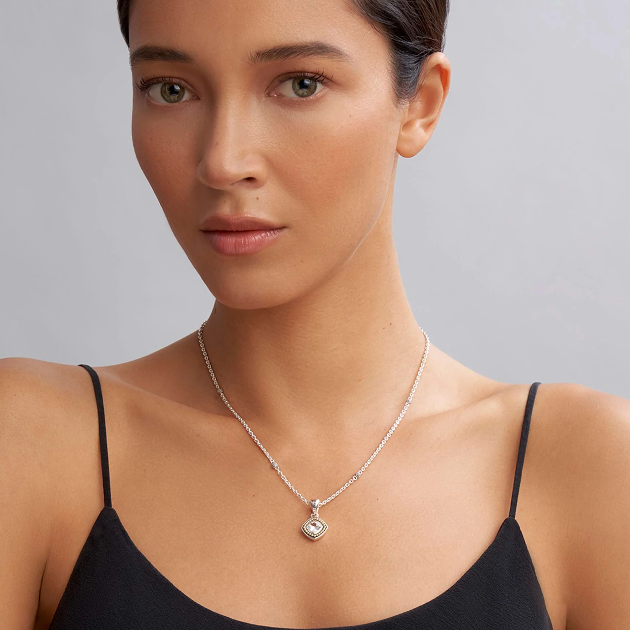 Rittenhouse Two-Tone White Topaz Pendant Necklace - Image 2