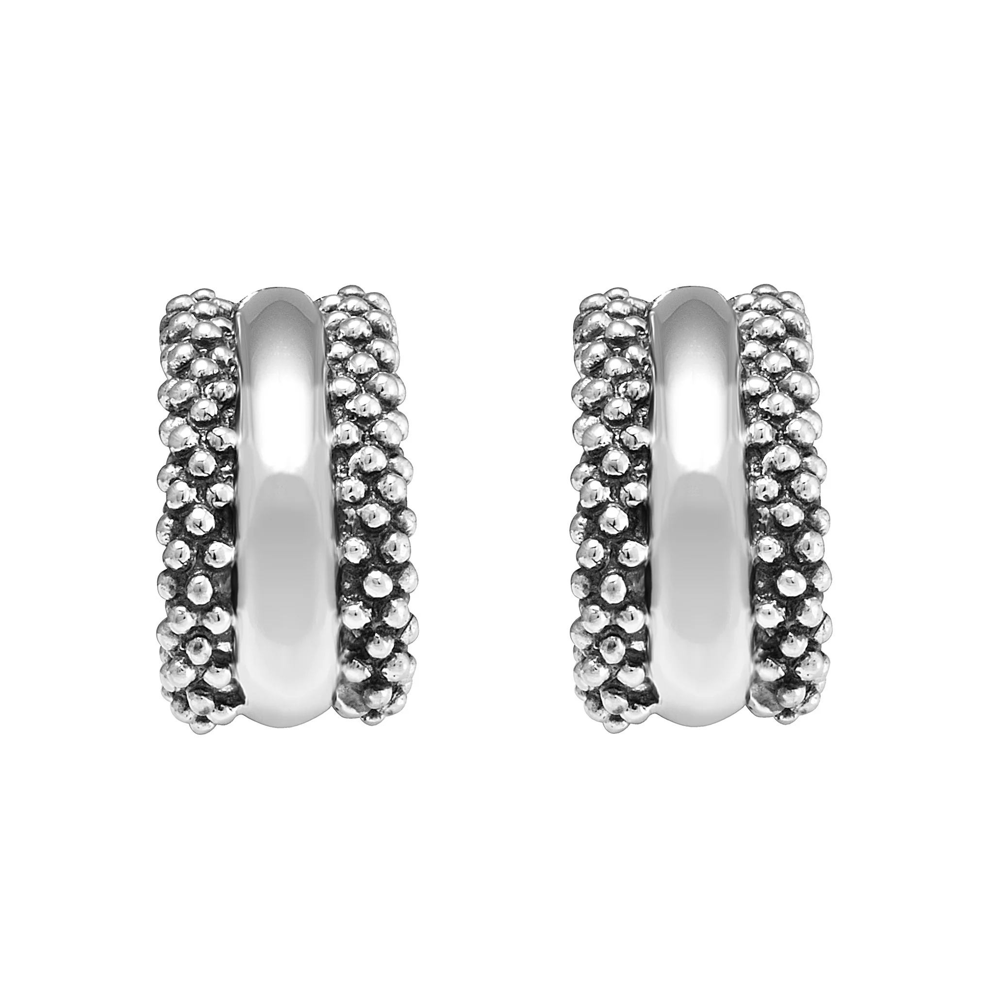 Signature Caviar Silver Station Caviar Huggie Earrings - Image 3