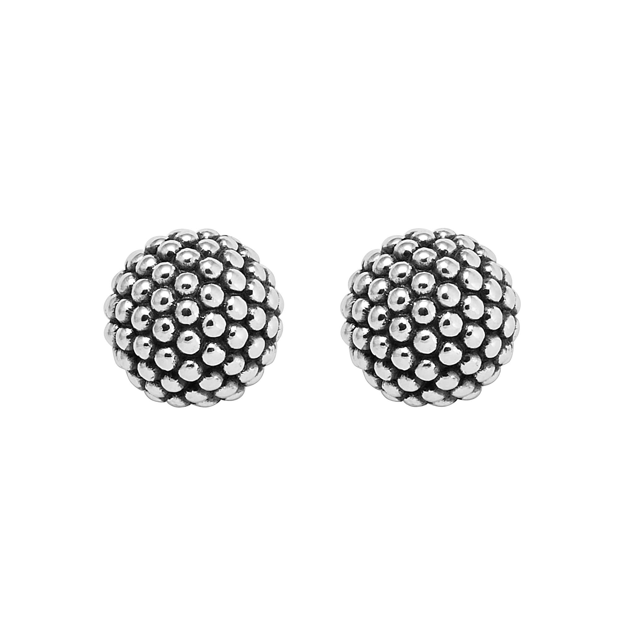 Signature Caviar Beaded Silver Stud Earrings - Image 3