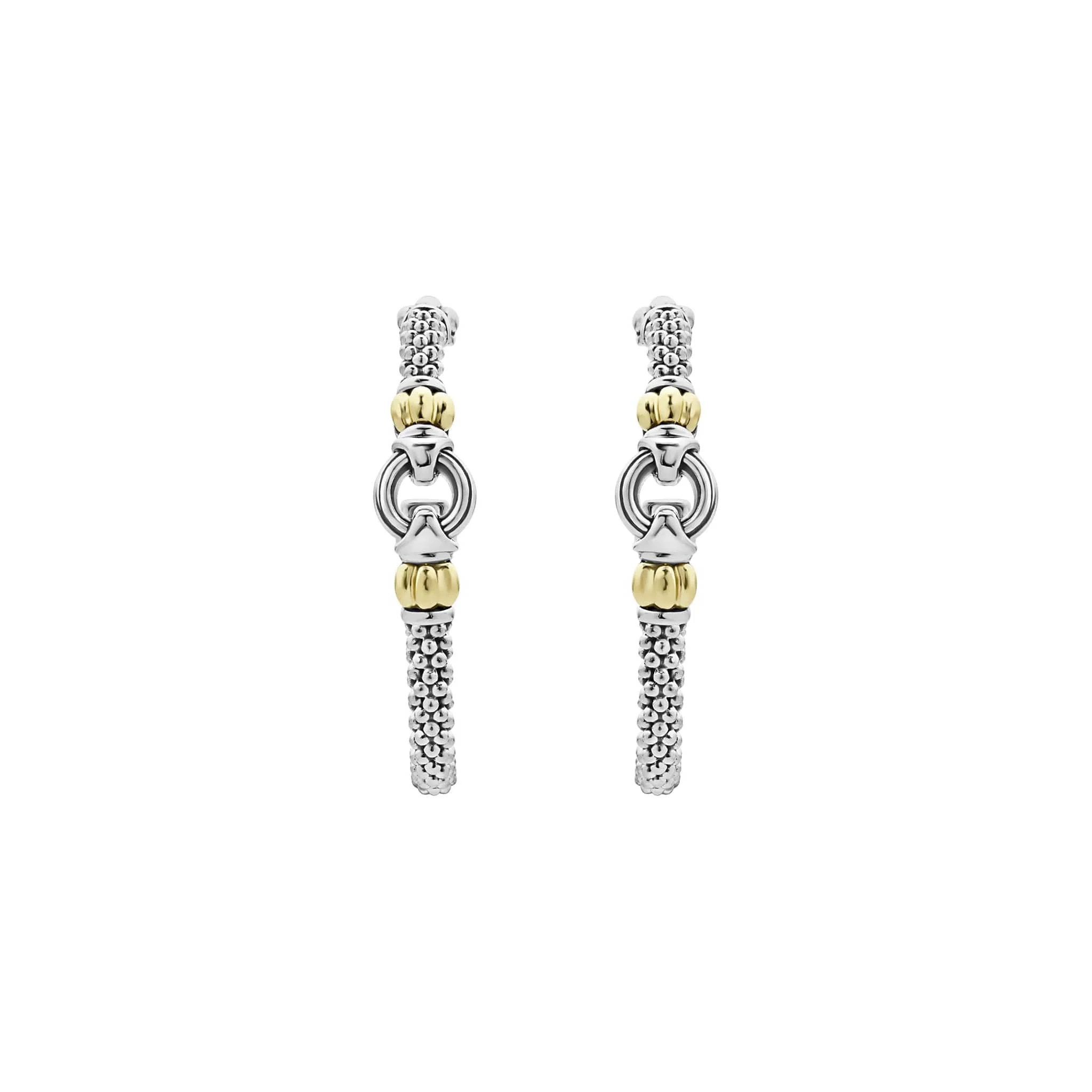 Signature Caviar Two-Tone Caviar Hoop Earrings - Image 3