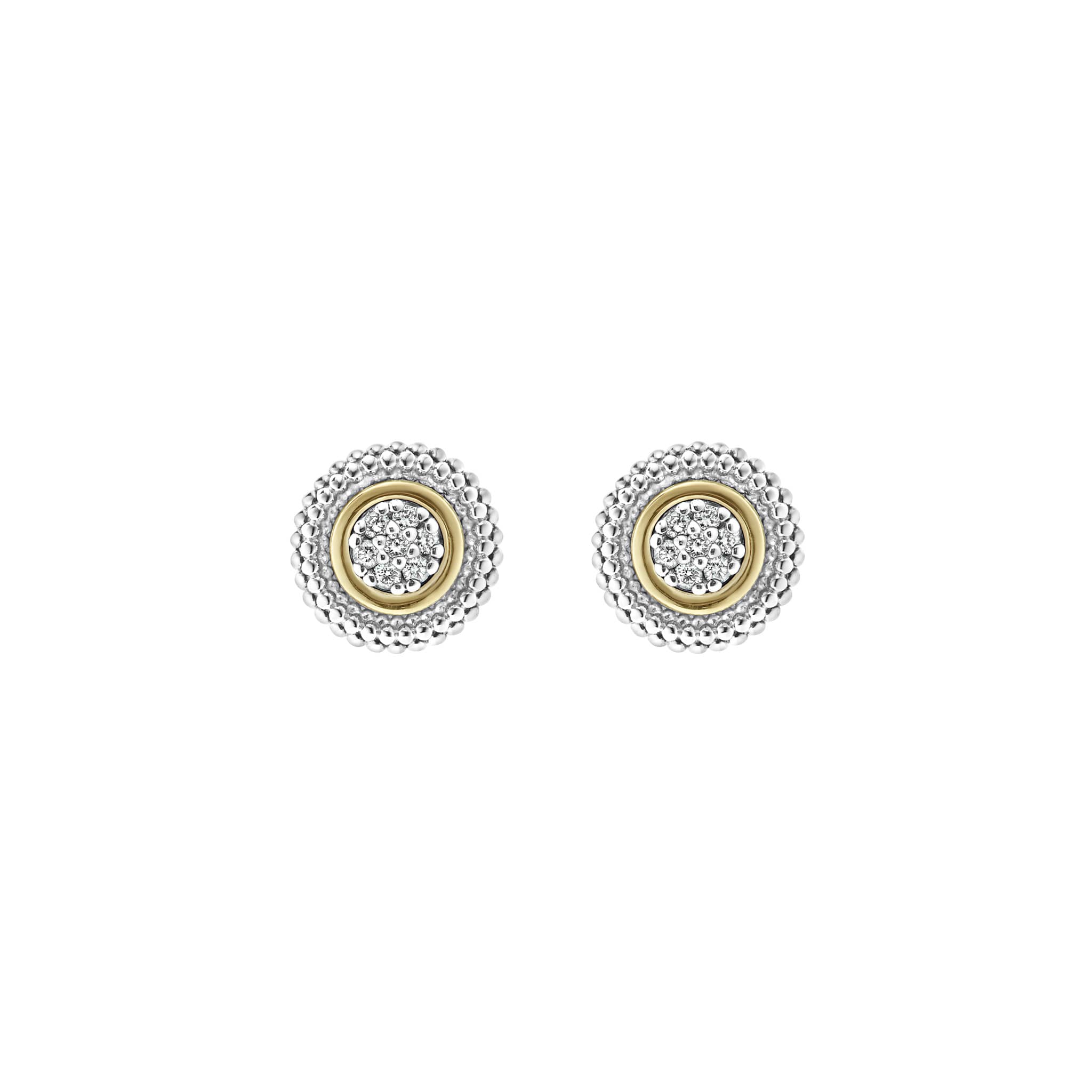 Signature Caviar Beaded Diamond Stud Earrings - Image 3