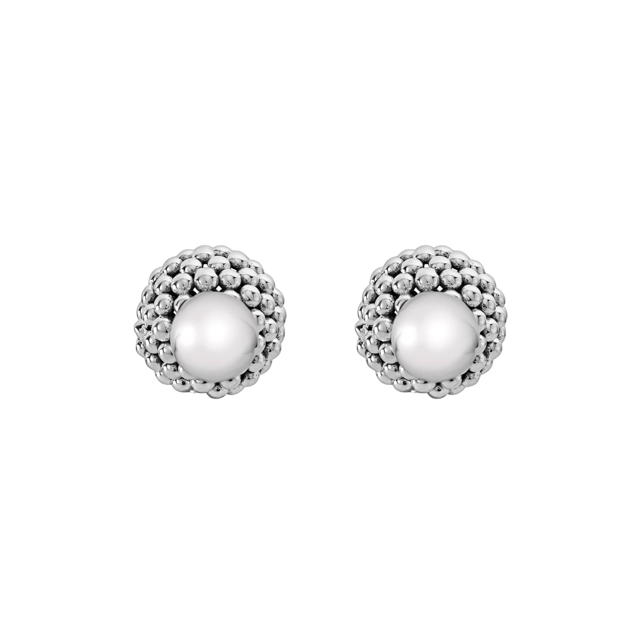 Signature Caviar Silver Beaded Front-Back Earrings - Image 3