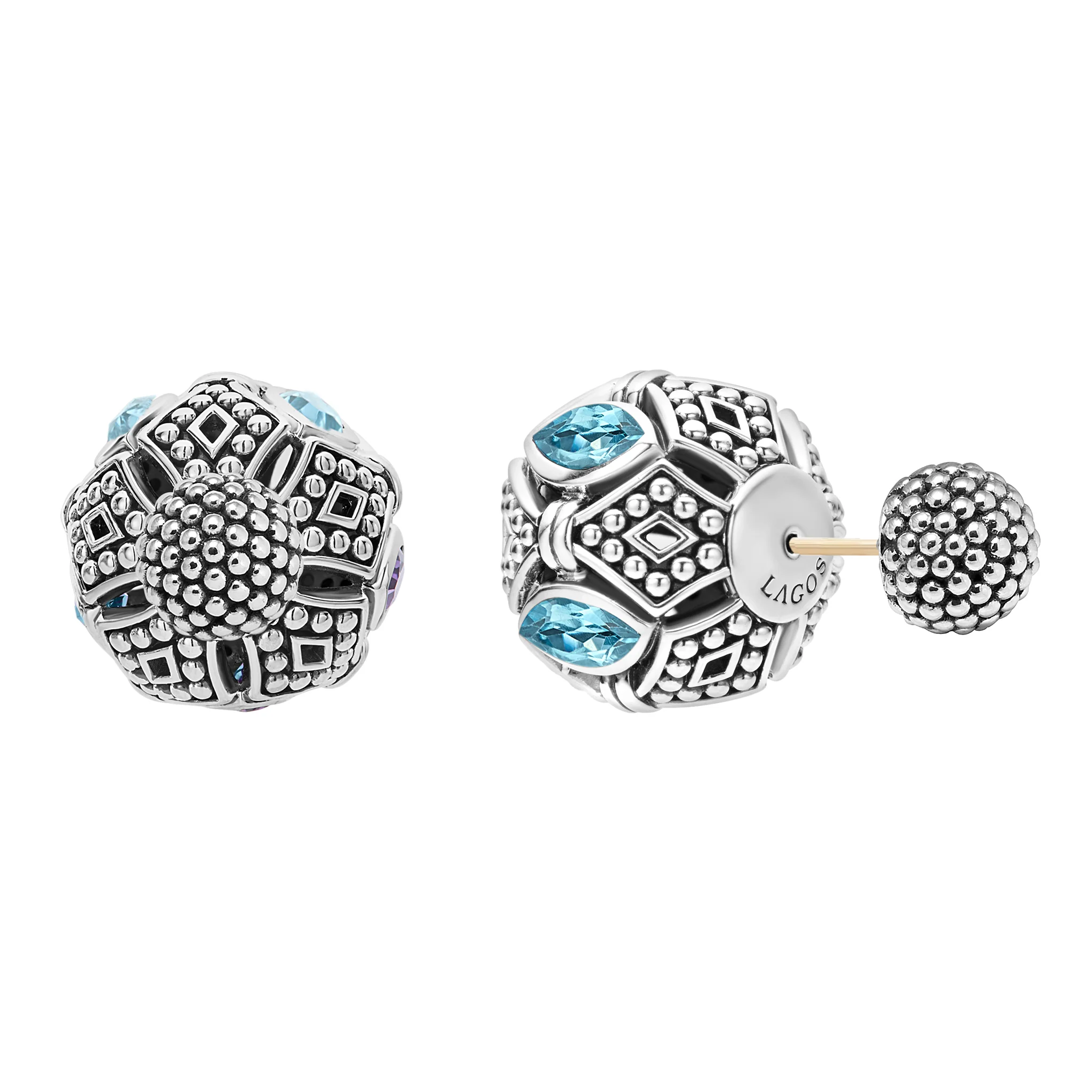 Signature Caviar Swiss Blue Topaz Earring Backs - Image 5