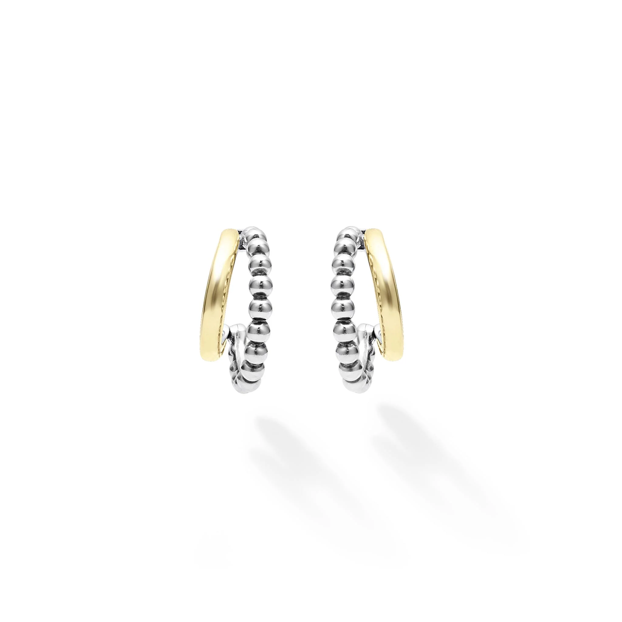 Signature Caviar Two-Tone Huggie Earrings - Image 4