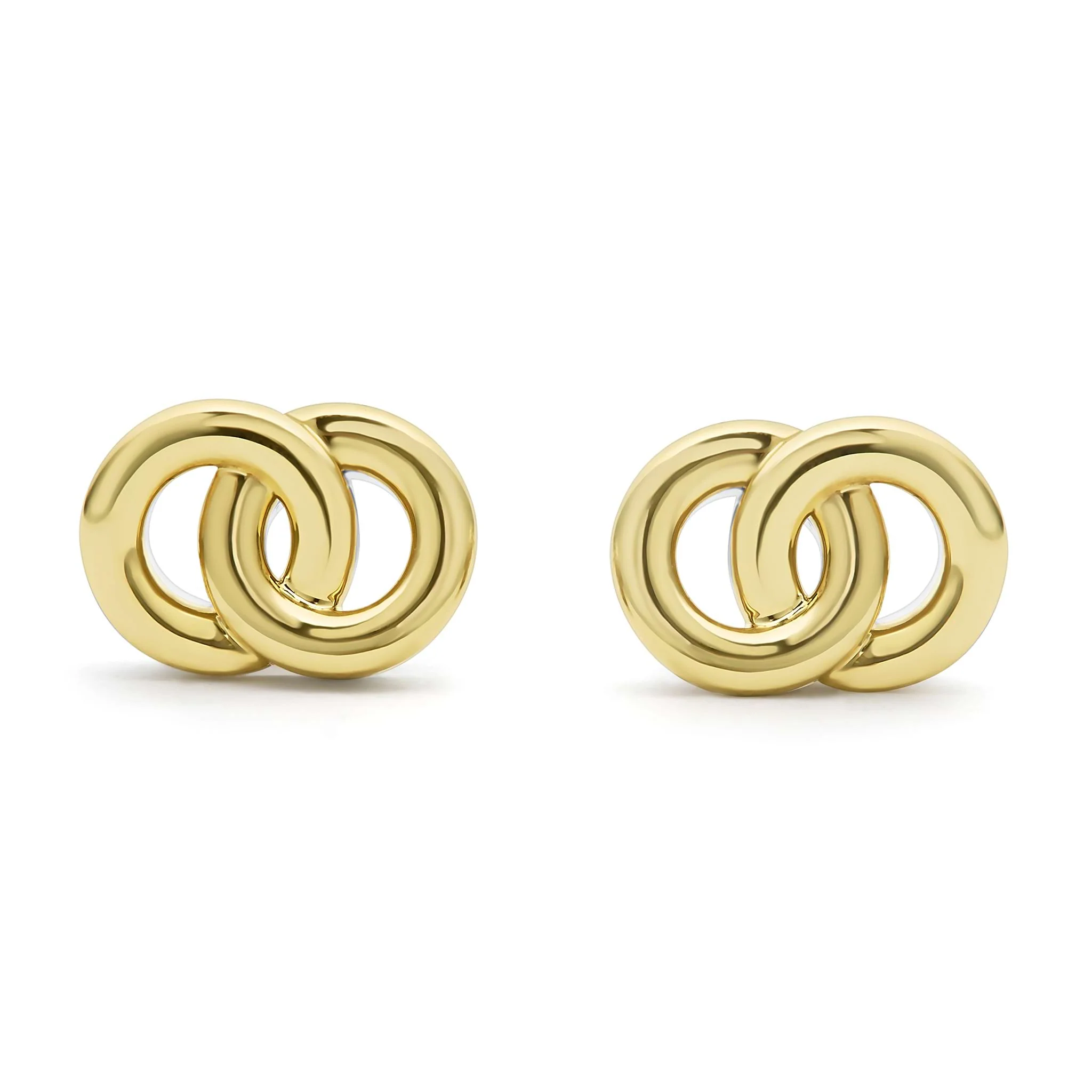 Signature Caviar Two-Tone Interlocking Stud Earrings - Image 4