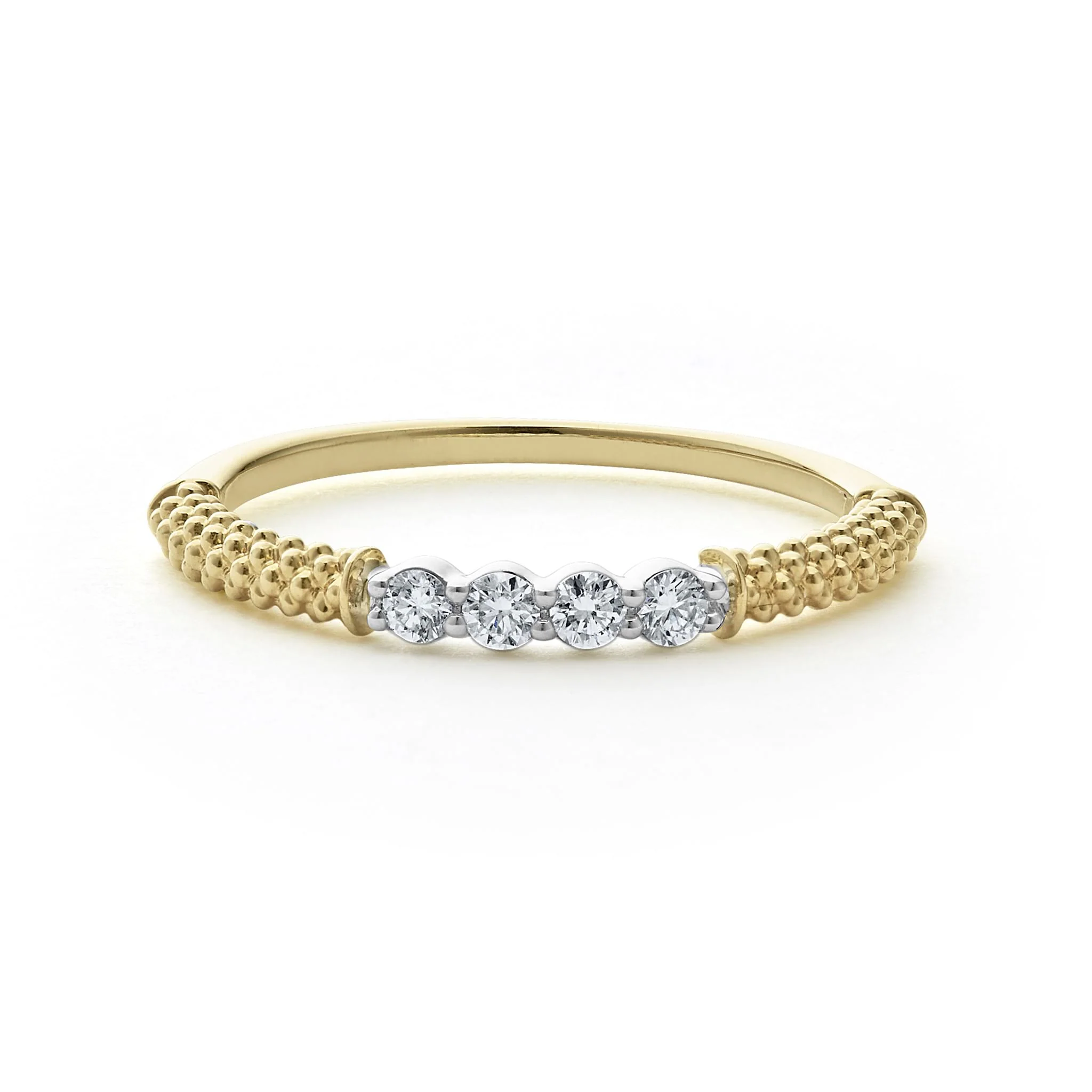 Signature Caviar 18K Gold Superfine Diamond Stacking Ring - Image 3