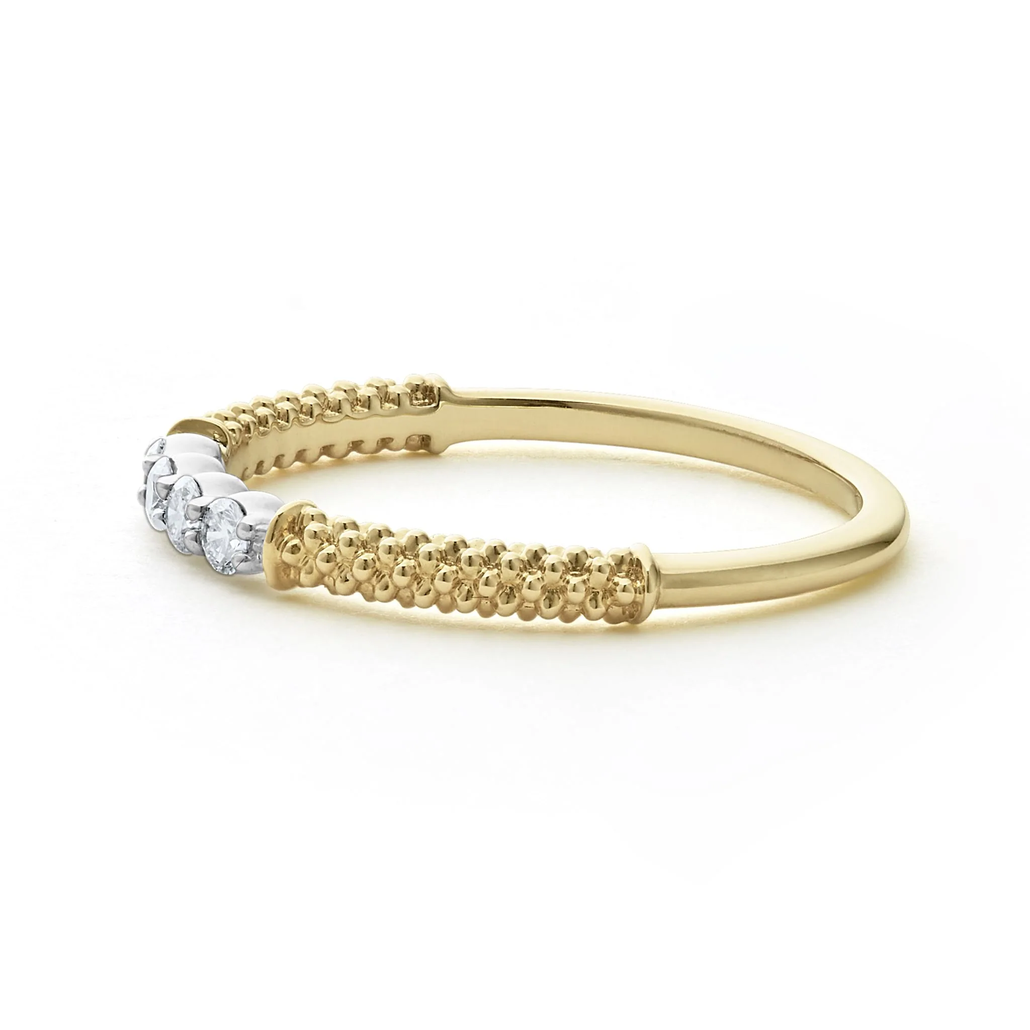 Signature Caviar 18K Gold Superfine Diamond Stacking Ring - Image 4