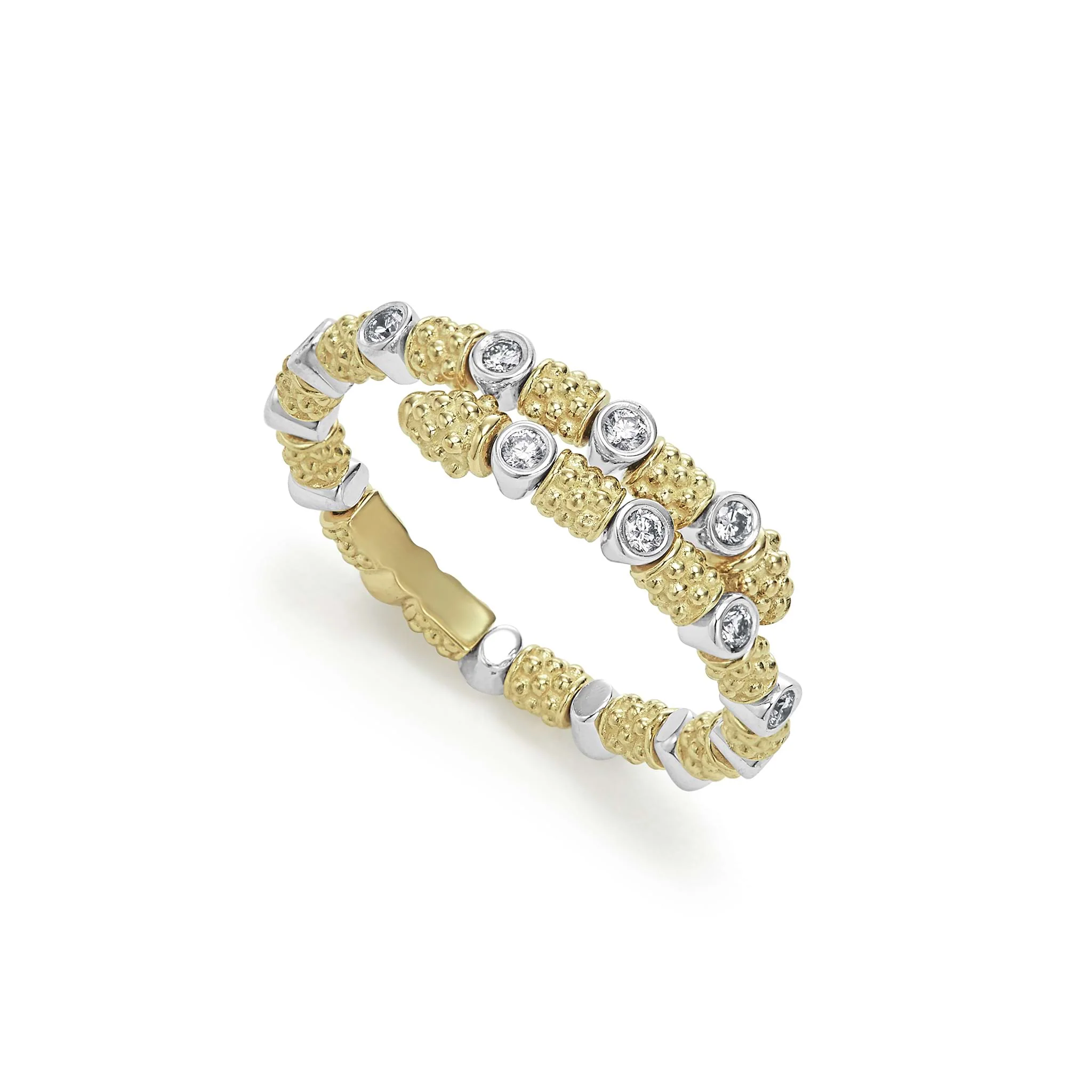 Signature Caviar 18K Gold and Diamond Superfine Band Ring (studio)