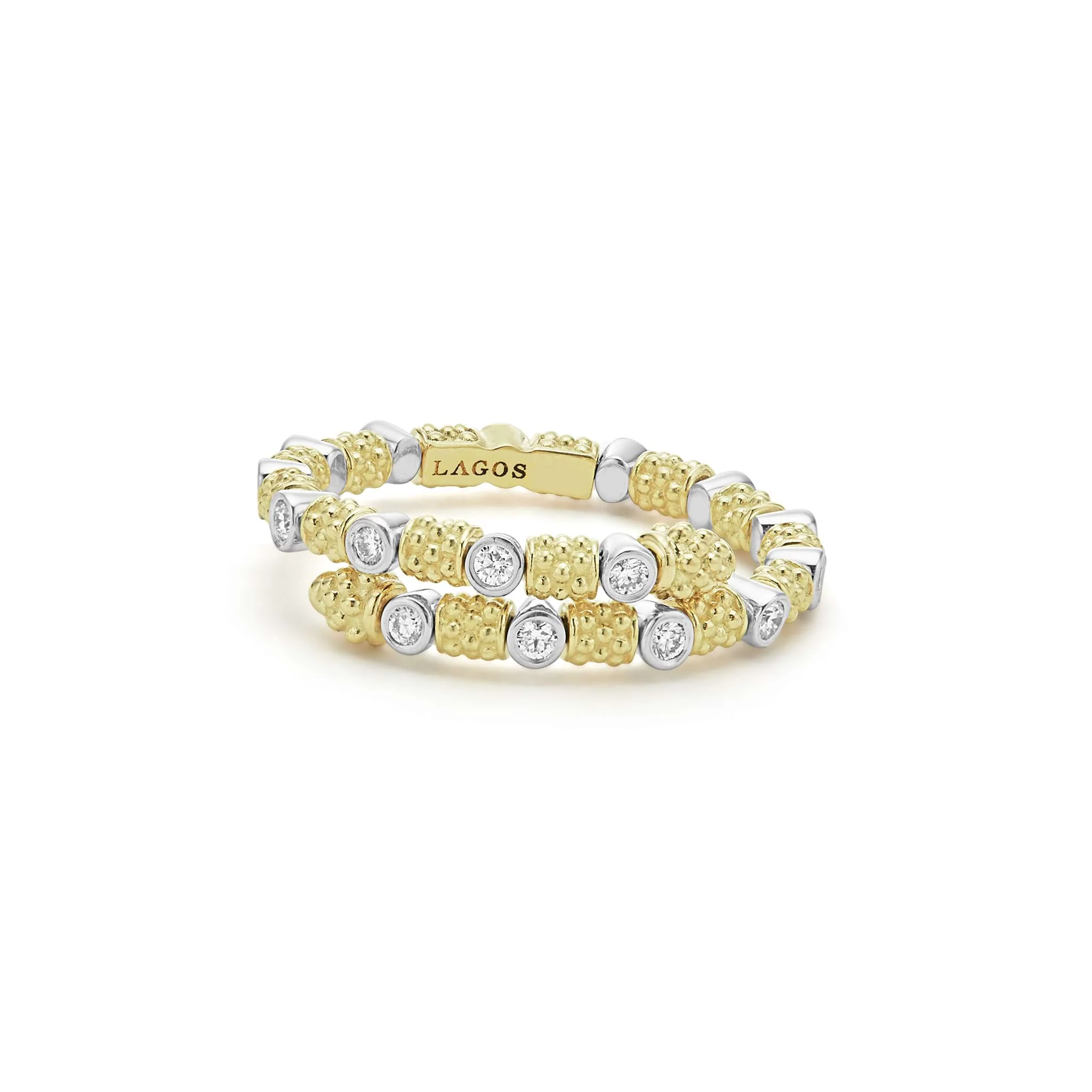 Signature Caviar 18K Gold and Diamond Superfine Band Ring (studio) - Image 3
