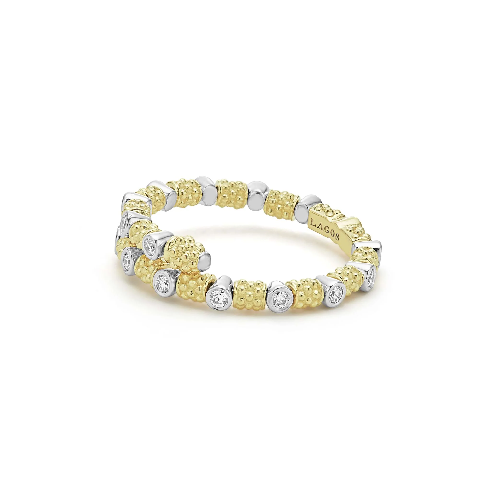 Signature Caviar 18K Gold and Diamond Superfine Band Ring (studio) - Image 4
