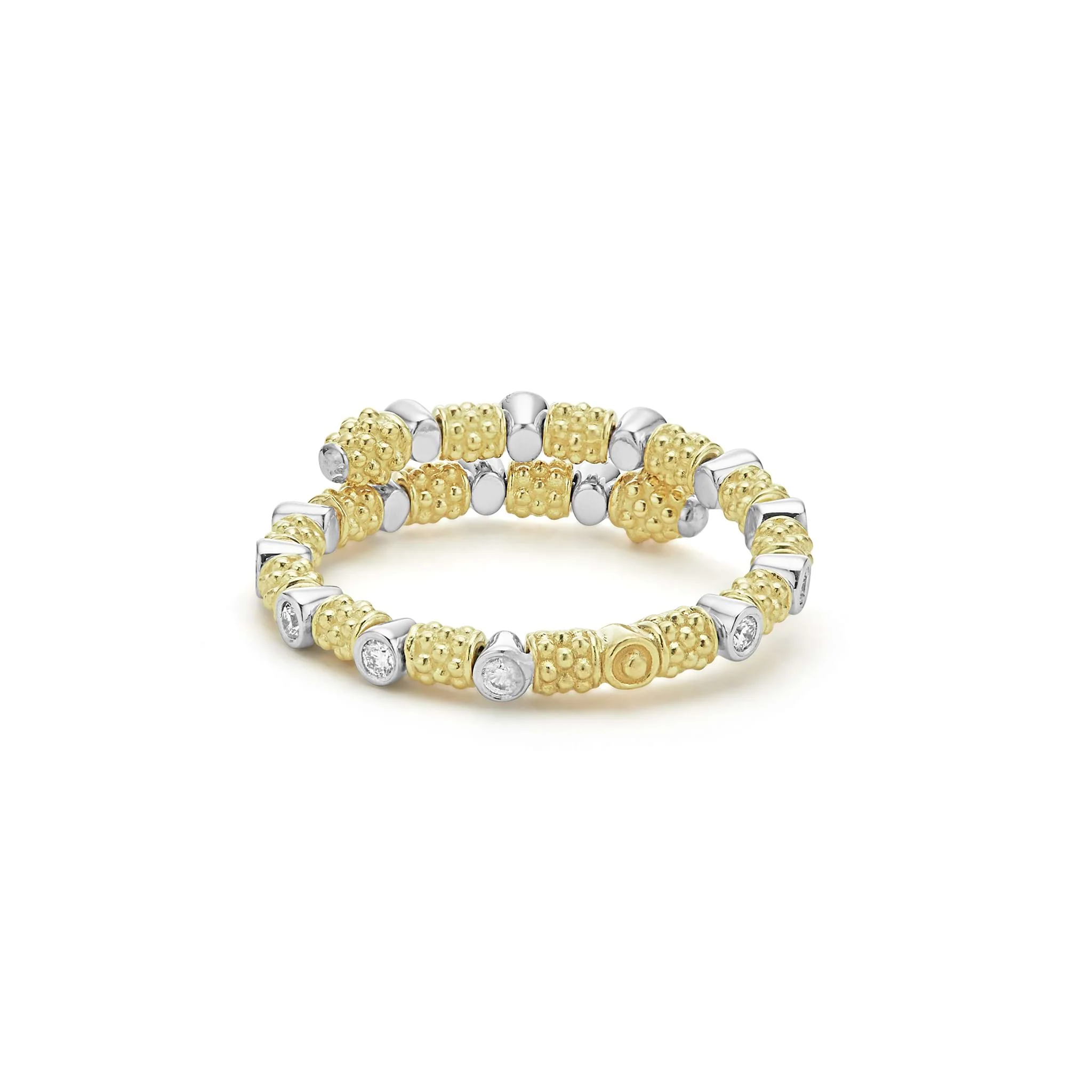 Signature Caviar 18K Gold and Diamond Superfine Band Ring (studio) - Image 5