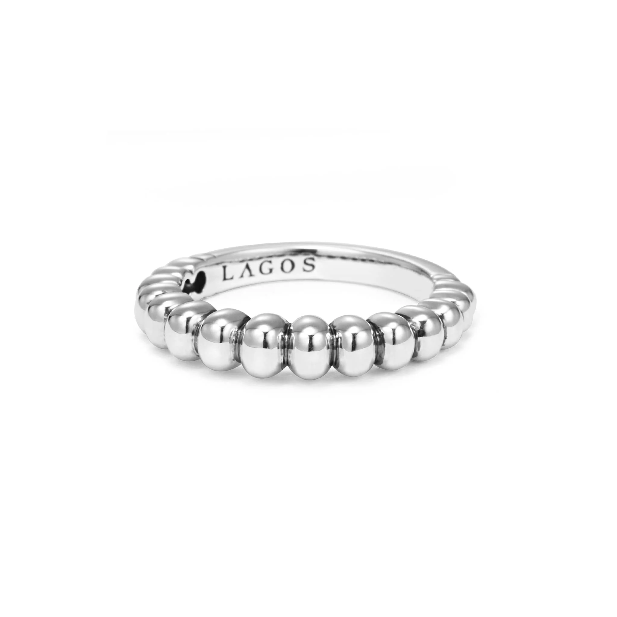 Signature Caviar Silver Fluted Stacking Ring - Image 4