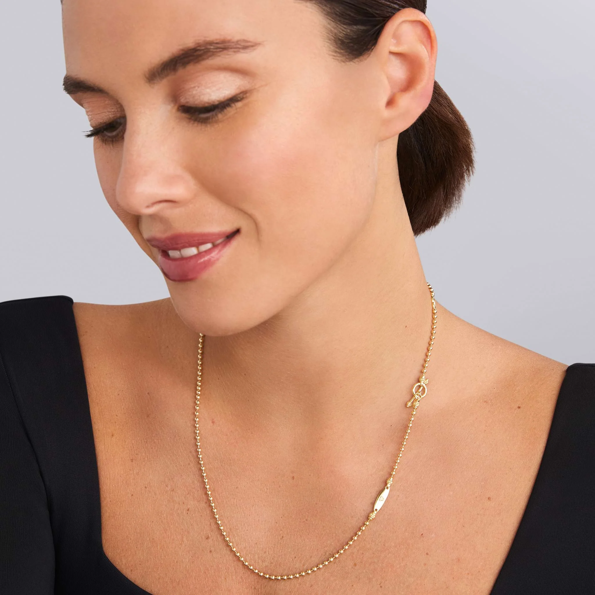 Signature Caviar 18K Gold Beaded Toggle Necklace - Image 2
