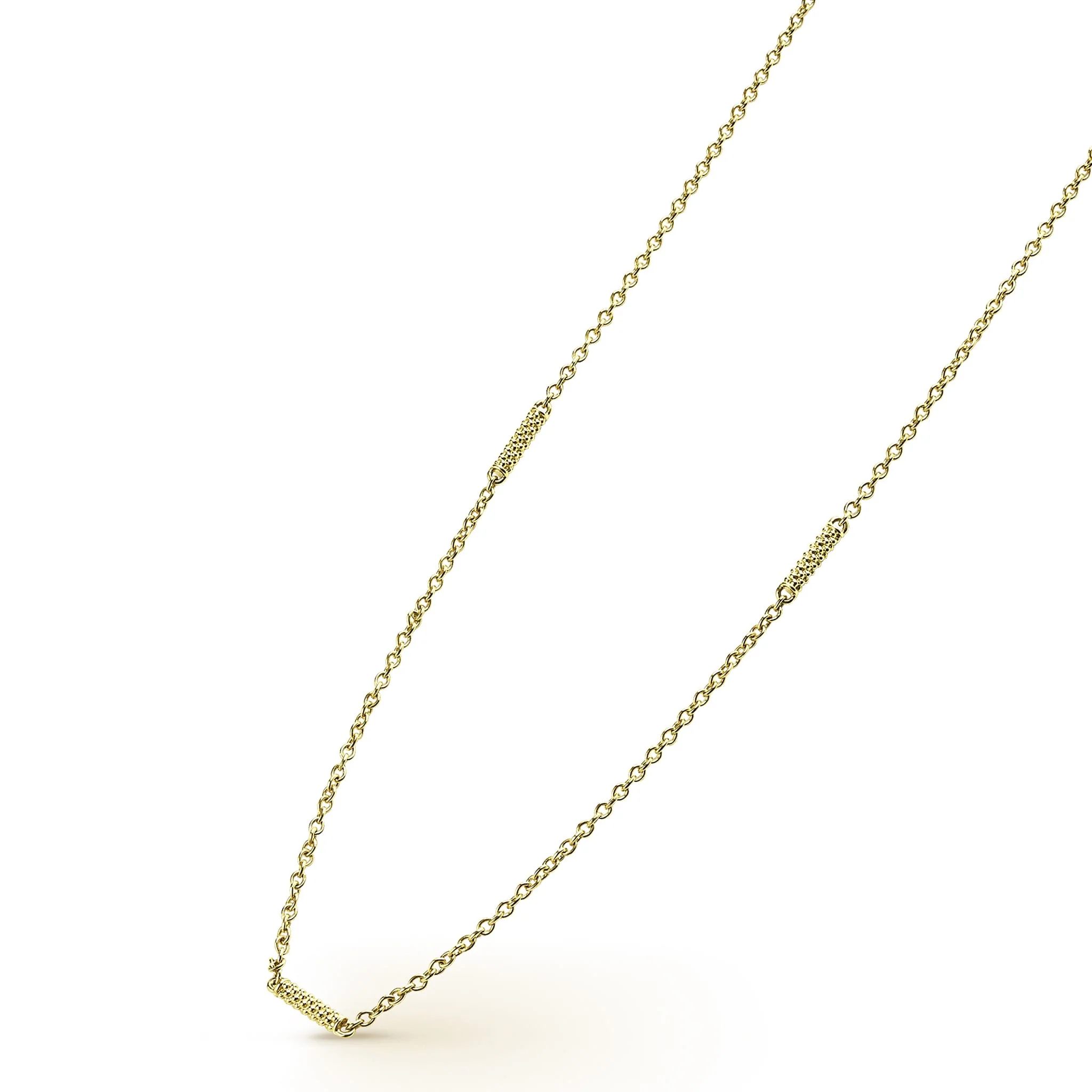 Signature Caviar 18K Gold Superfine Station Chain Necklace - Image 4