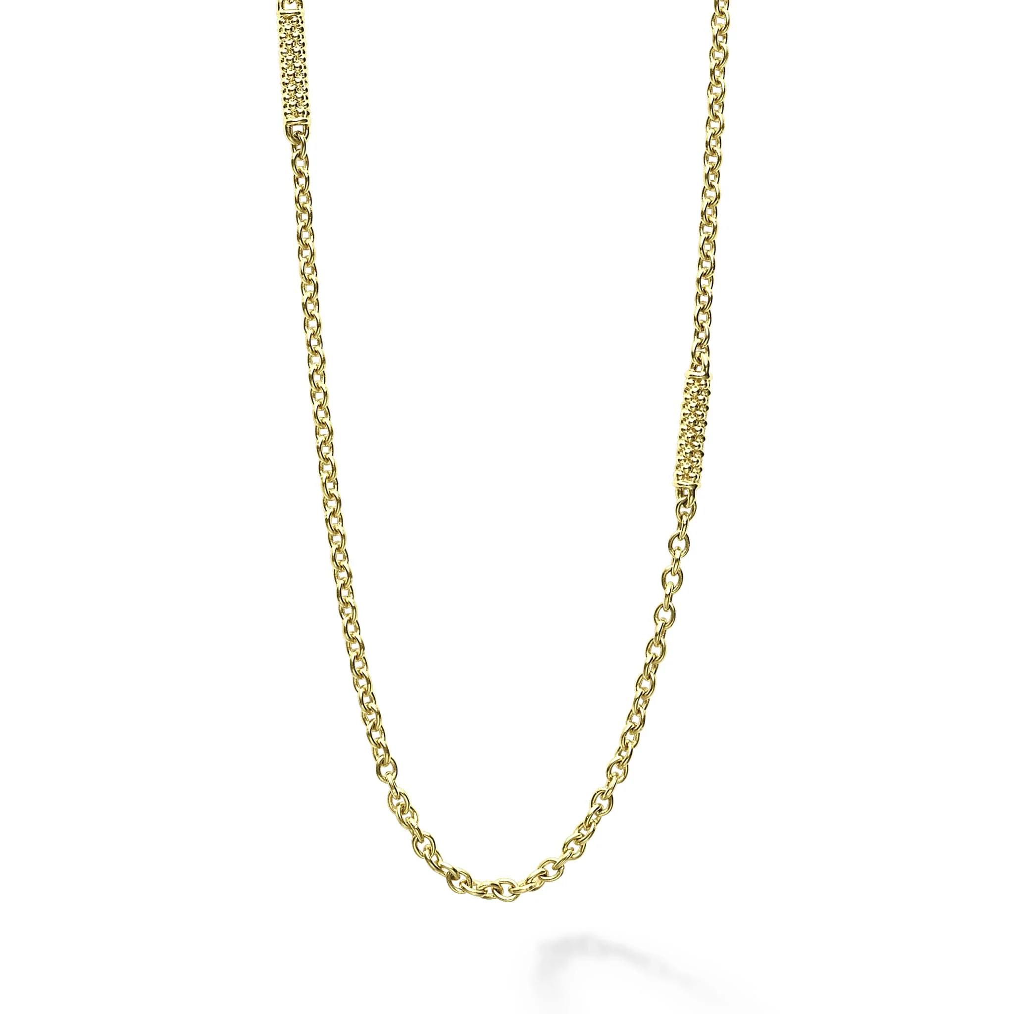 Signature Caviar Long 18K Gold Superfine Station Chain Necklace