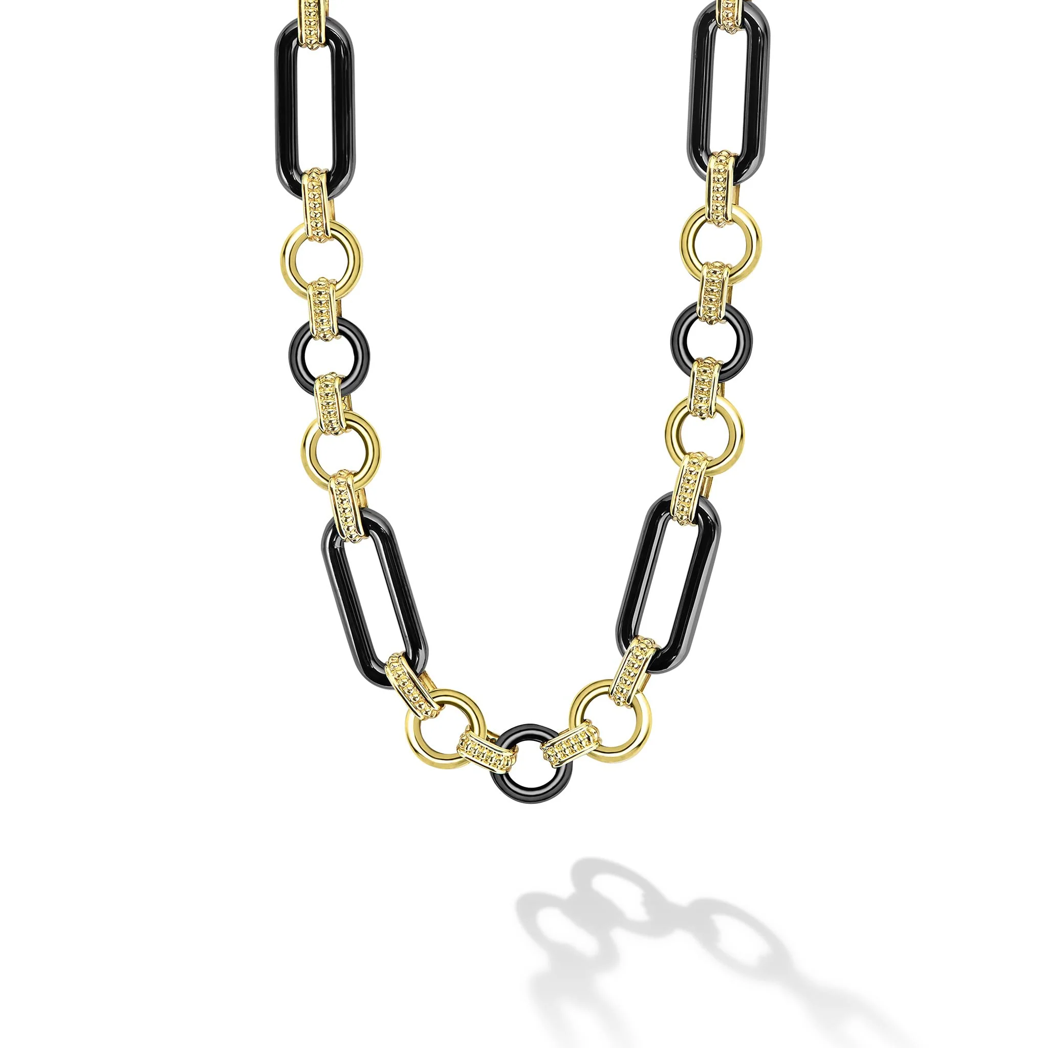 Studio 18K Gold Black Ceramic Tassel Link Necklace