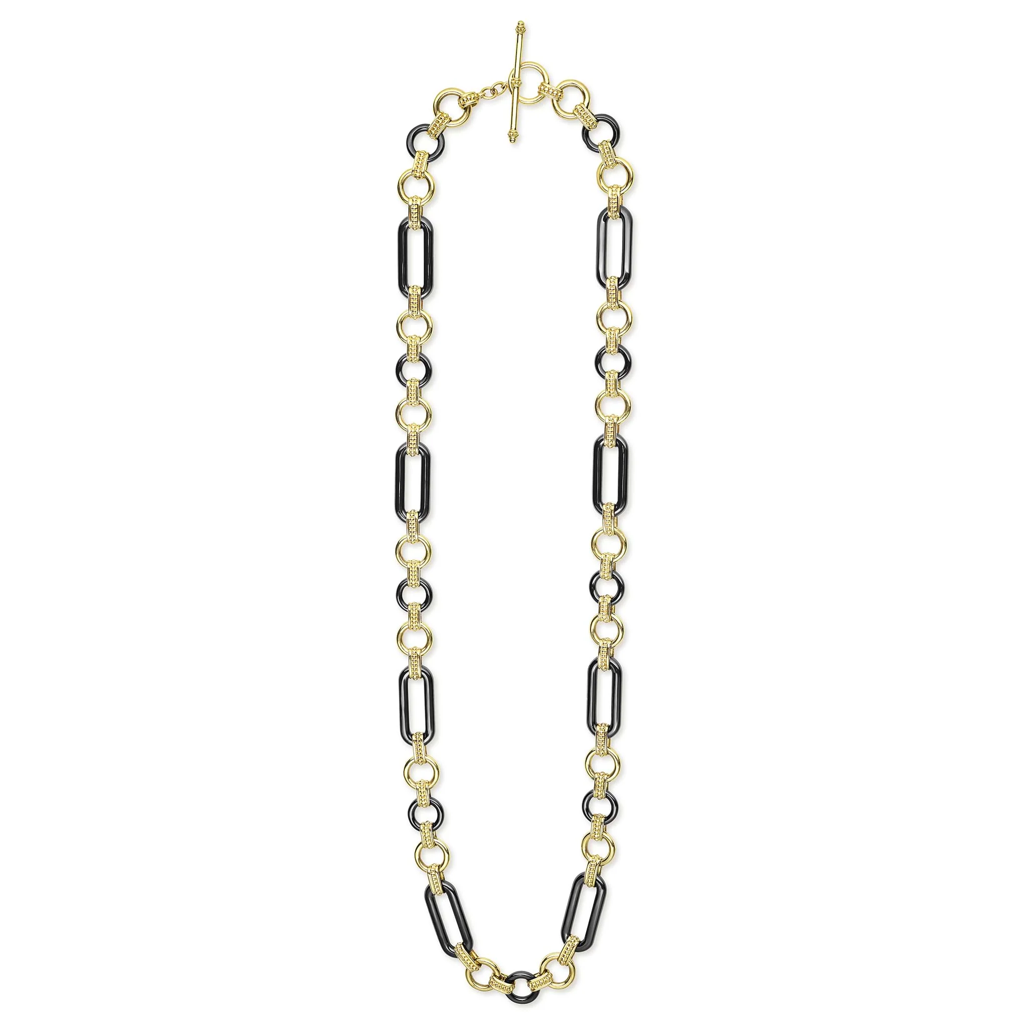 Studio 18K Gold Black Ceramic Tassel Link Necklace - Image 2