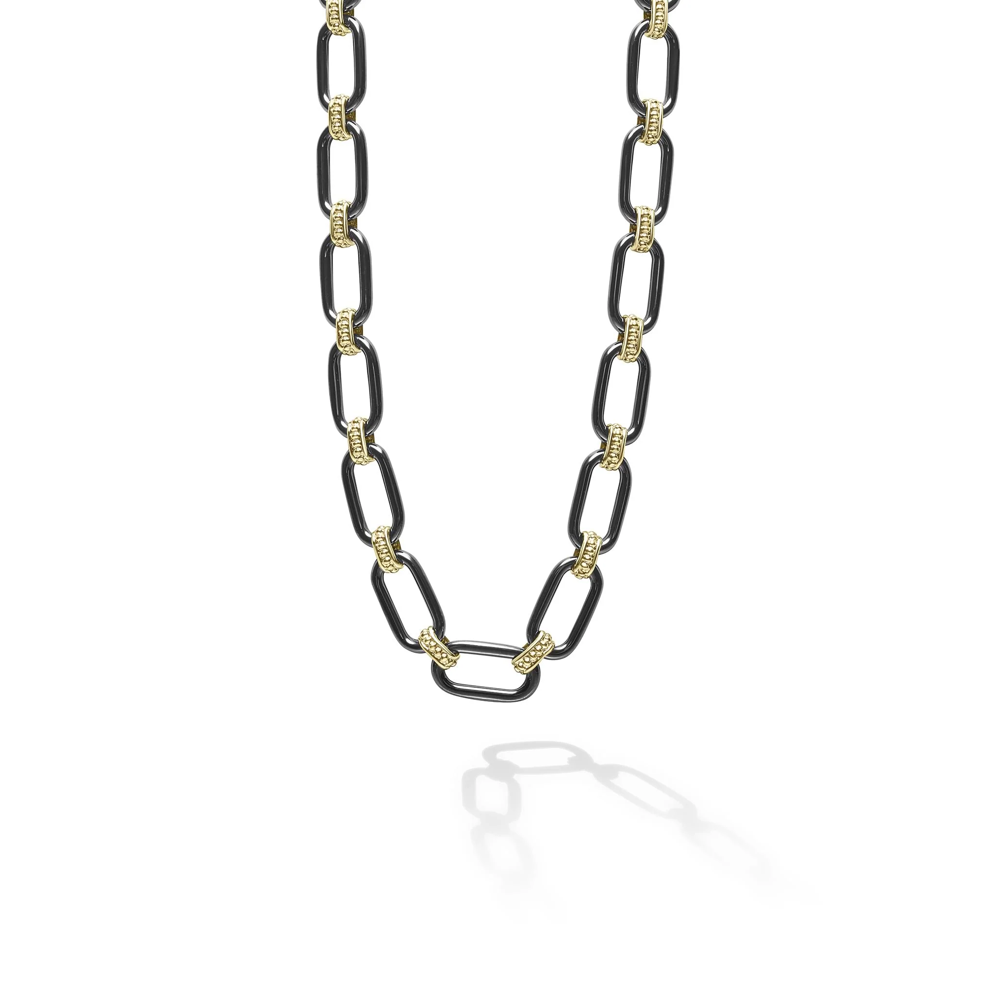 Signature Caviar 18K Gold and Black Ceramic Link Necklace | 6mm