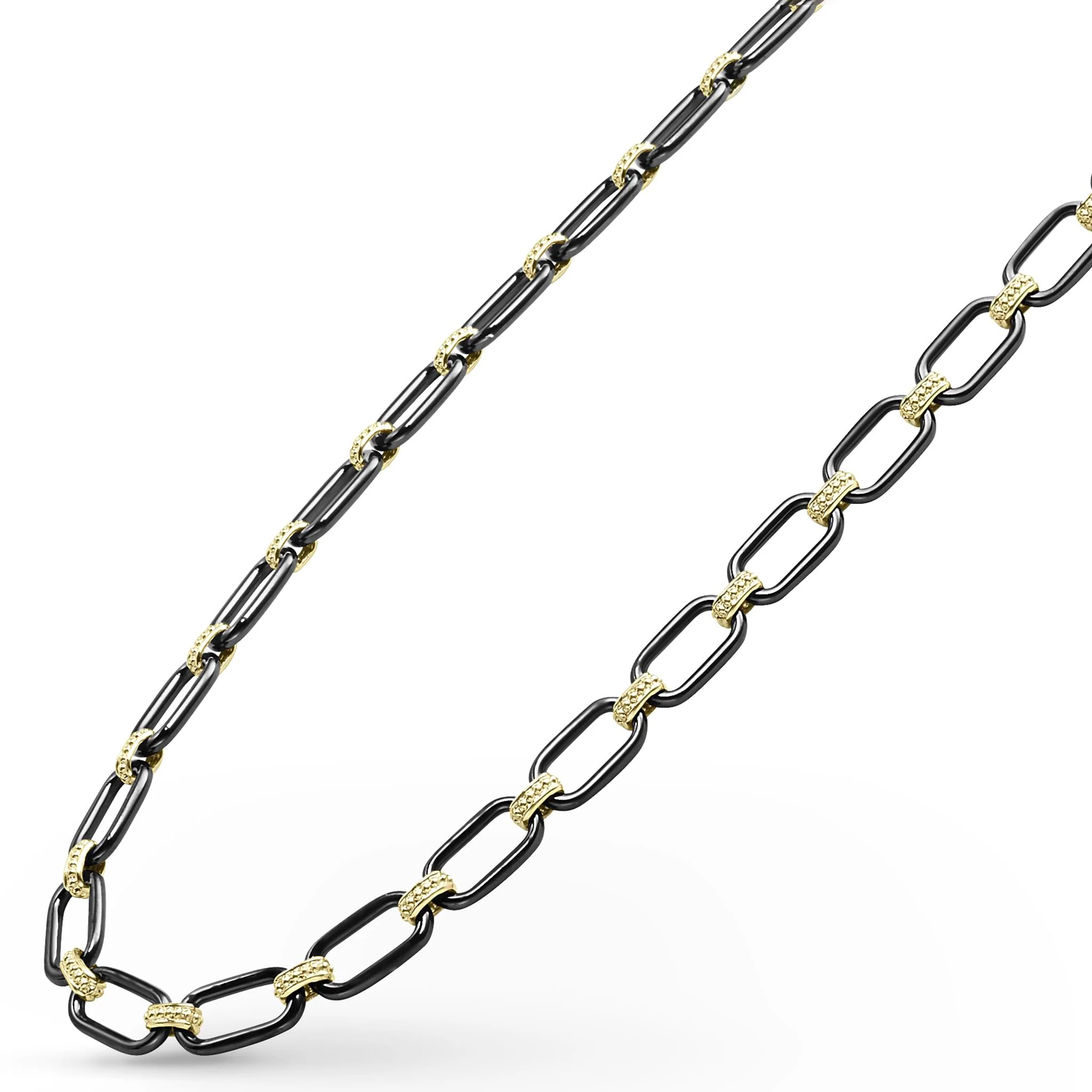Signature Caviar 18K Gold and Black Ceramic Link Necklace | 6mm - Image 4
