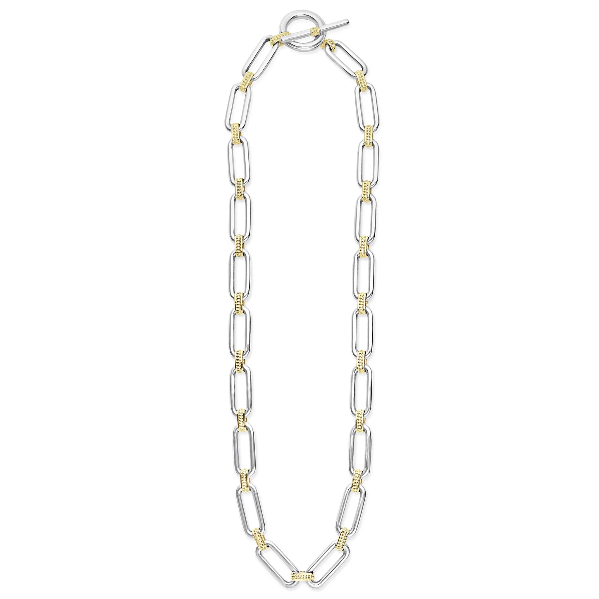 Signature Caviar Two-Tone Link Necklace - Image 3