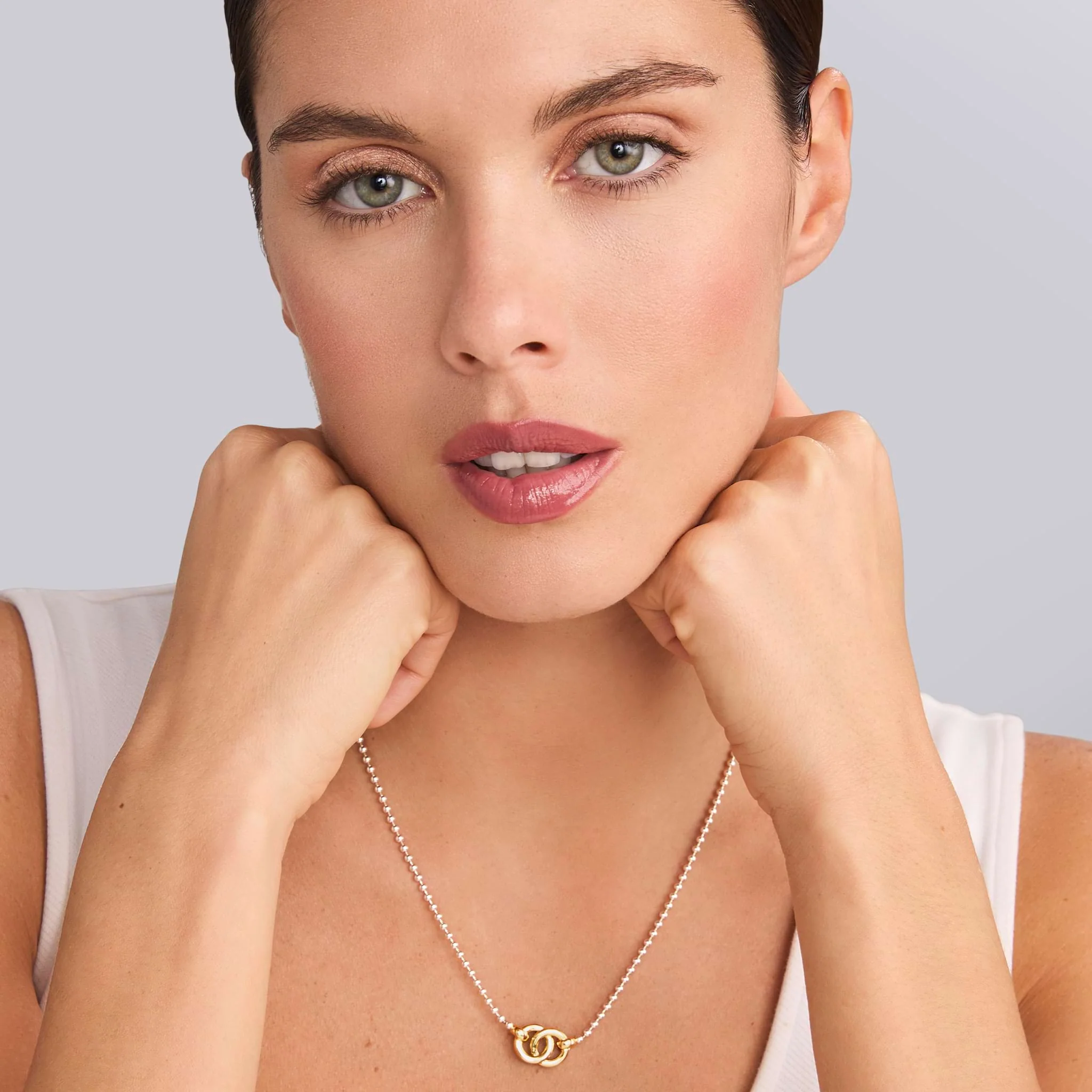 Signature Caviar Two-Tone Interlocking Pendant Necklace - Image 2