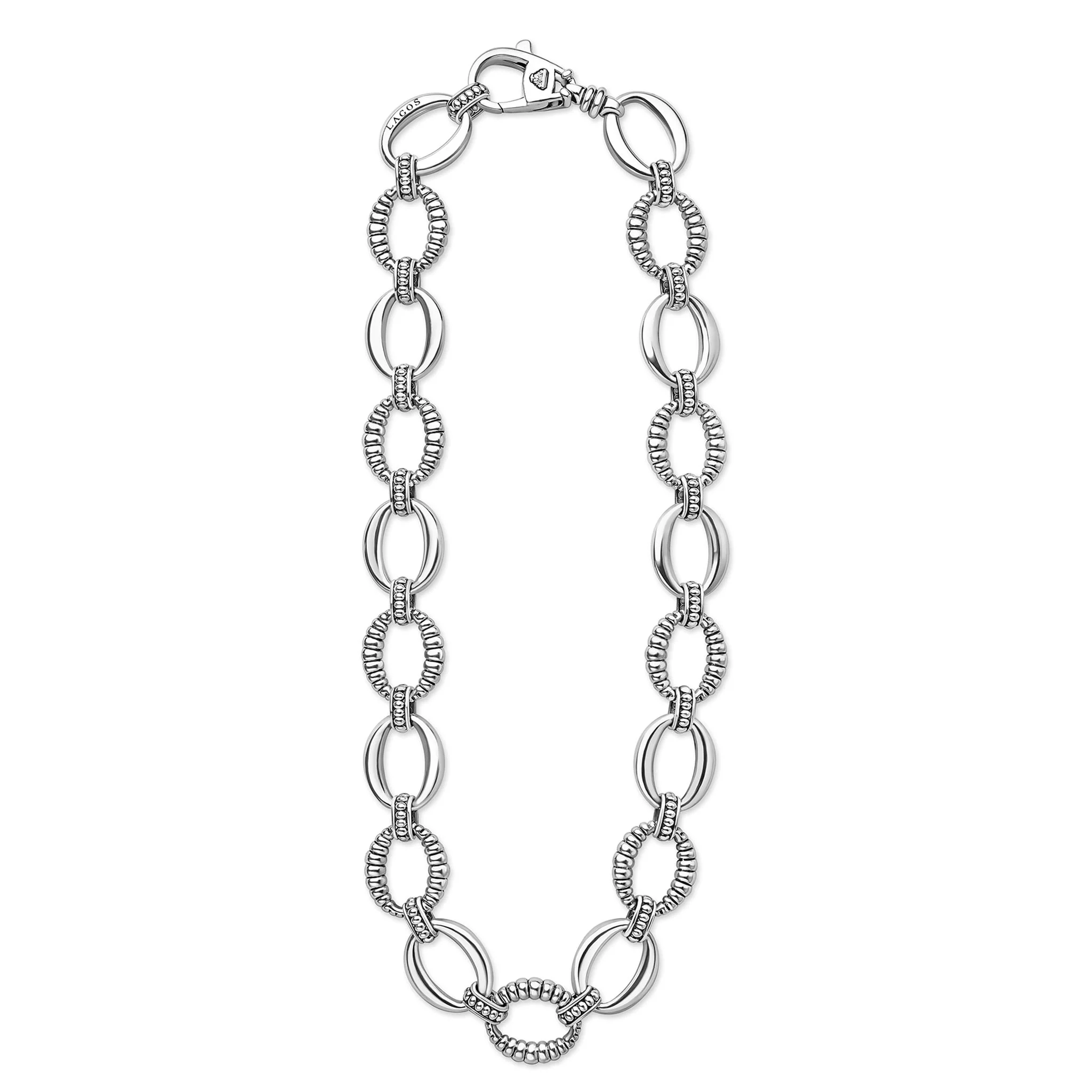 Signature Caviar Sterling Silver Oval Fluted Link Necklace | 18mm - Image 5